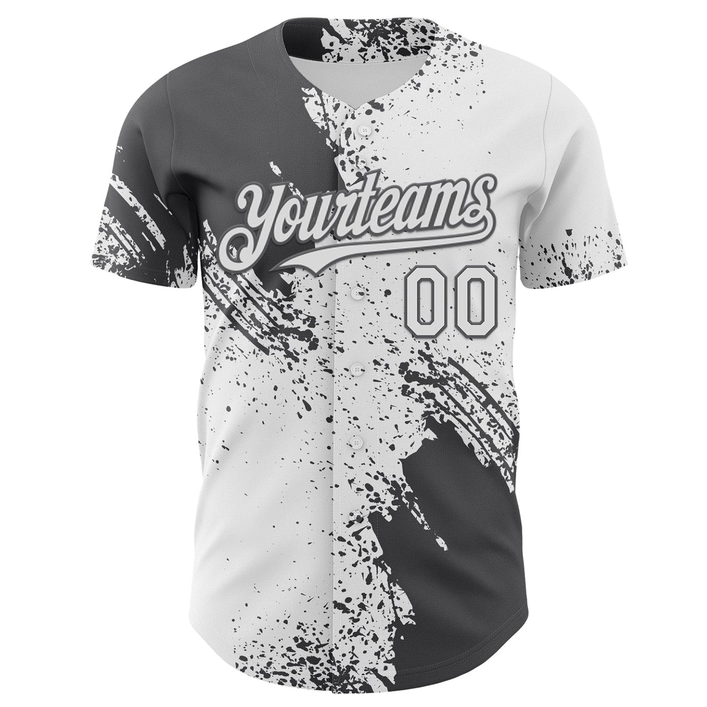 Custom White-Steel Gray Abstract Brush Stroke Authentic Baseball Jersey view 2