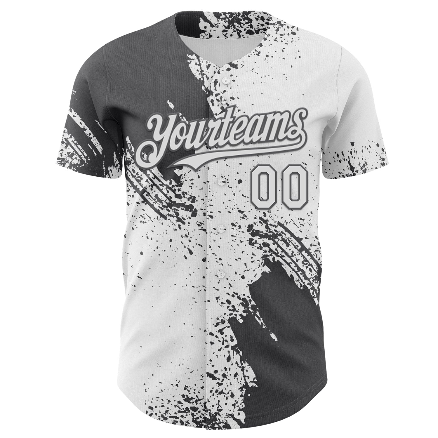 Custom White-Steel Gray Abstract Brush Stroke Authentic Baseball Jersey view 2