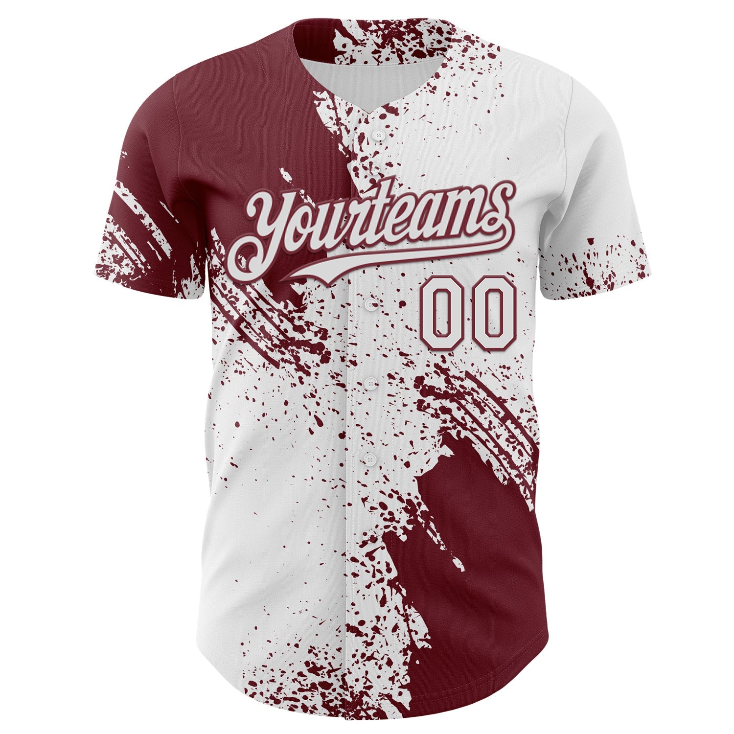 Custom White-Burgundy Abstract Brush Stroke Authentic Baseball Jersey view 2