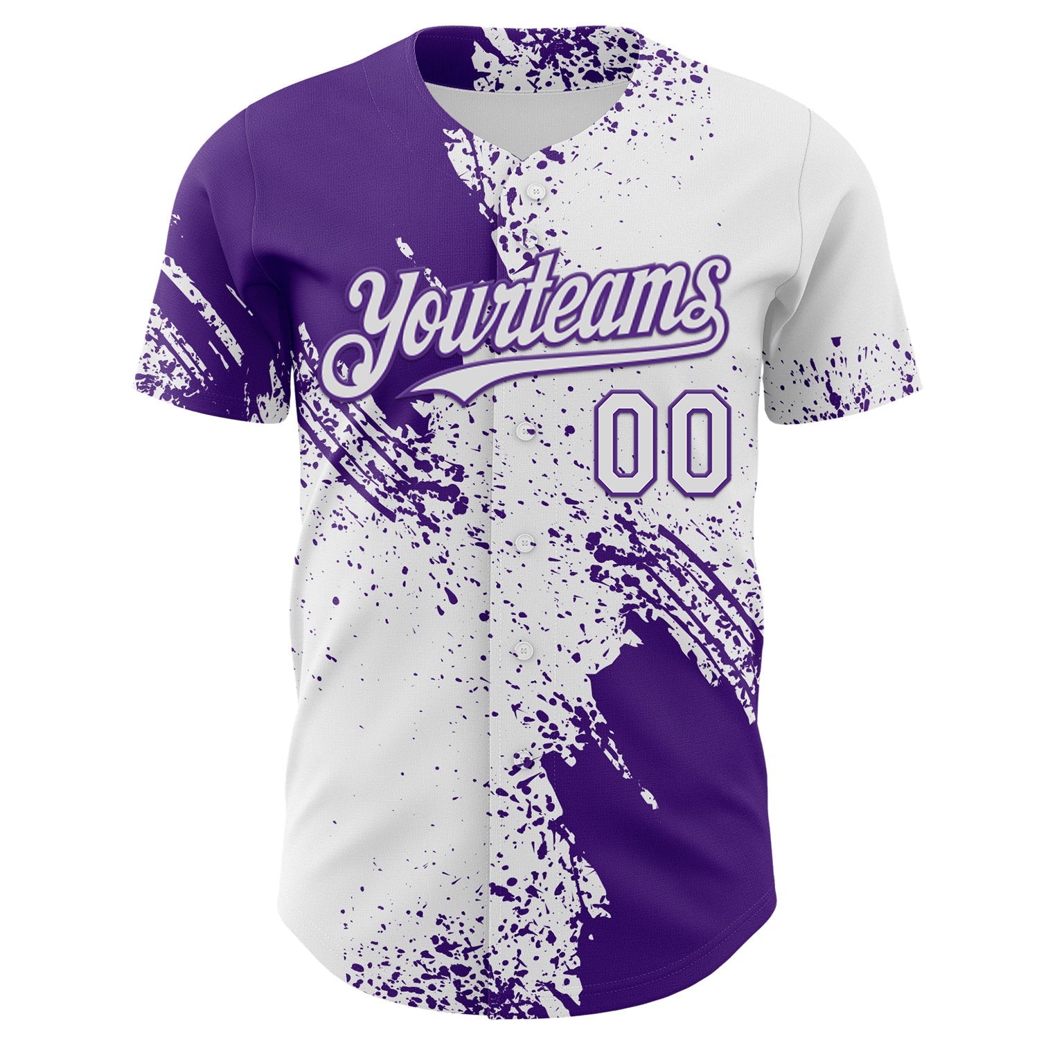 Custom White-Purple Abstract Brush Stroke Authentic Baseball Jersey view 2