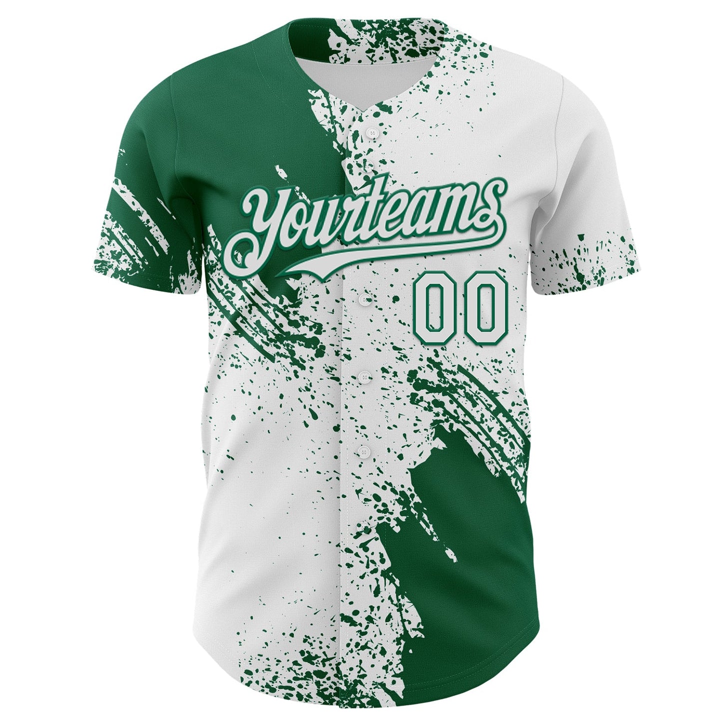 Custom White-Kelly Green Abstract Brush Stroke Authentic Baseball Jersey view 2