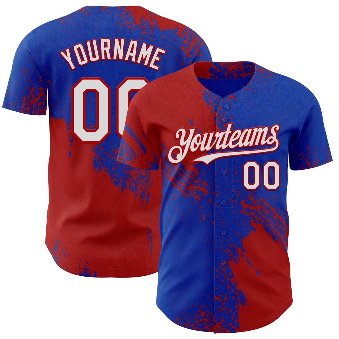 Custom Thunder Blue White-Red Abstract Brush Stroke Authentic Baseball Jersey - Main View