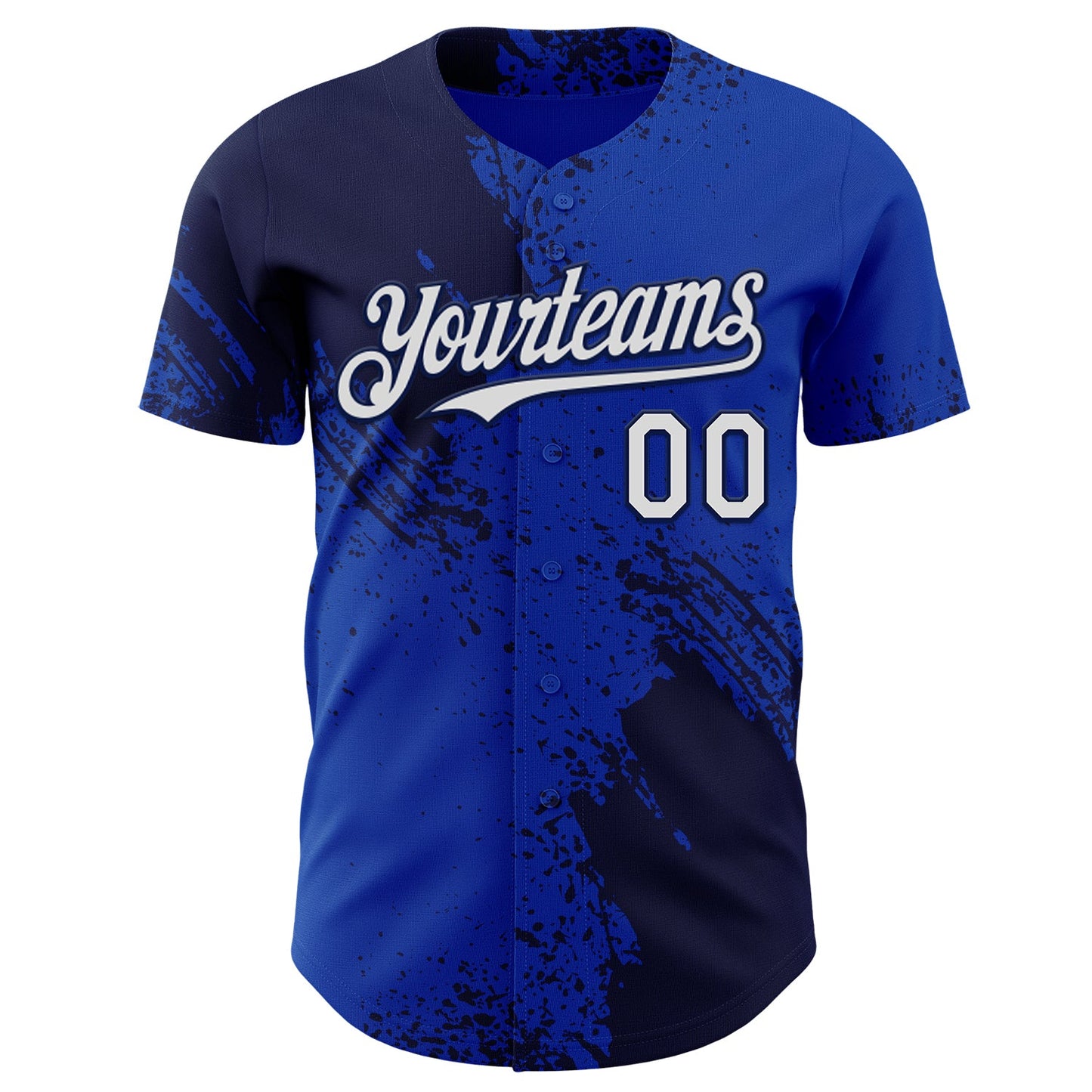 Custom Thunder Blue White-Navy Abstract Brush Stroke Authentic Baseball Jersey view 2