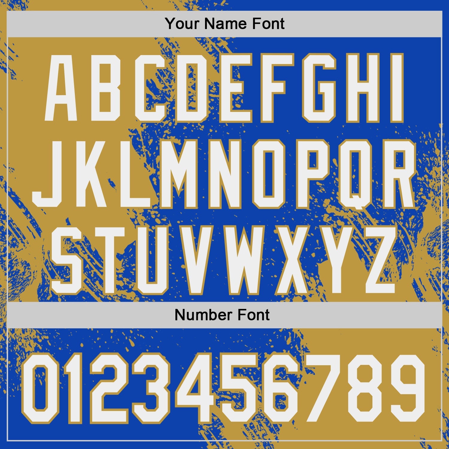 Custom Thunder Blue White-Old Gold Abstract Brush Stroke Authentic Baseball Jersey view 5
