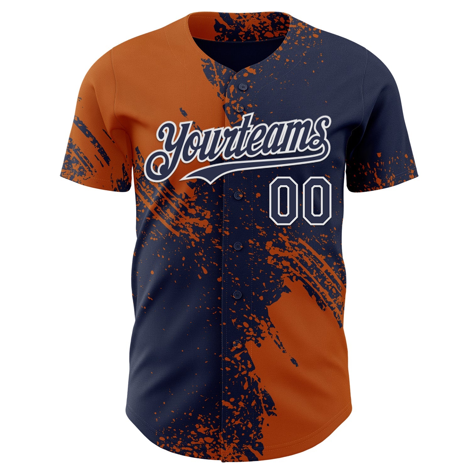 Custom Navy Texas Orange-White Abstract Brush Stroke Authentic Baseball Jersey view 2