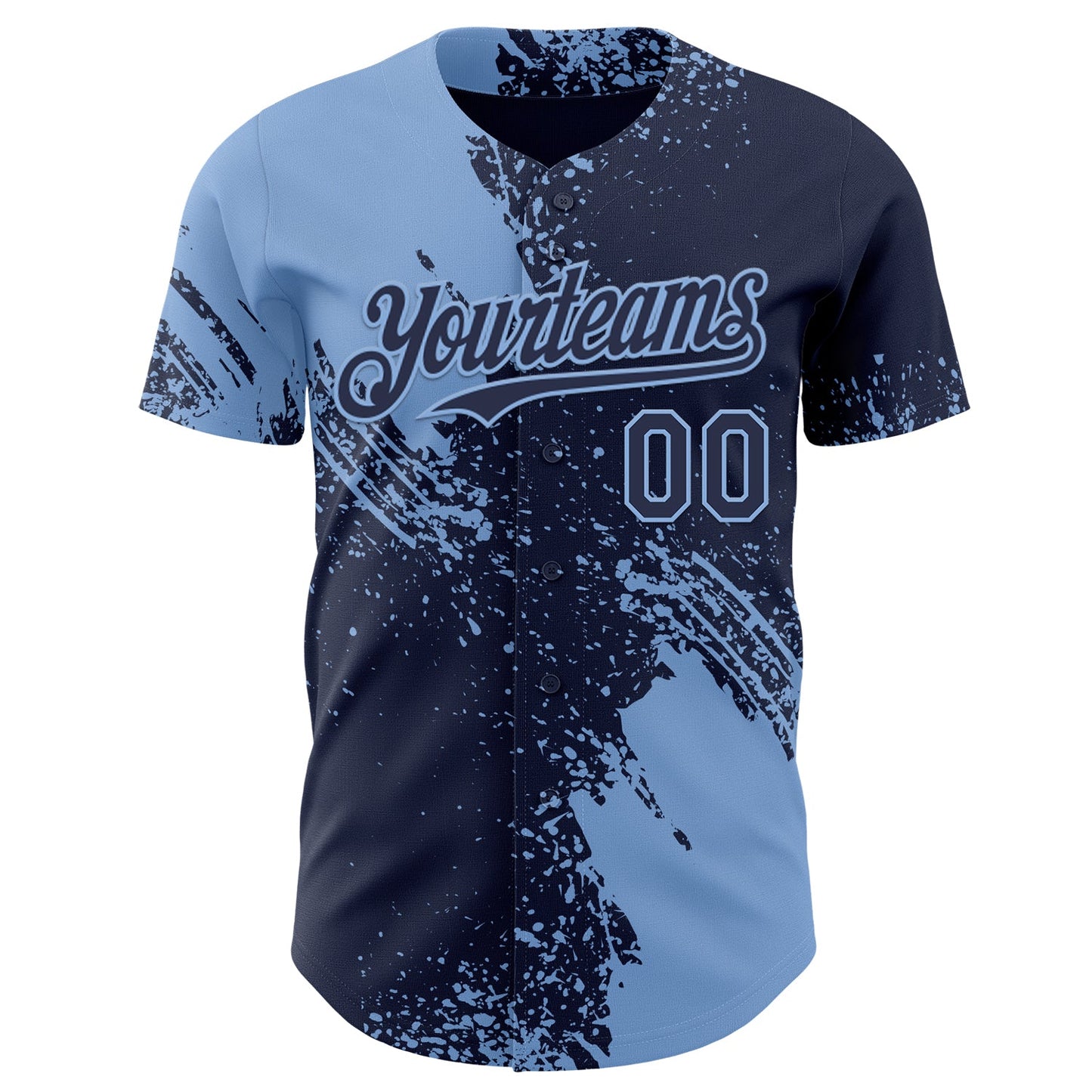 Custom Navy-Light Blue Abstract Brush Stroke Authentic Baseball Jersey view 2