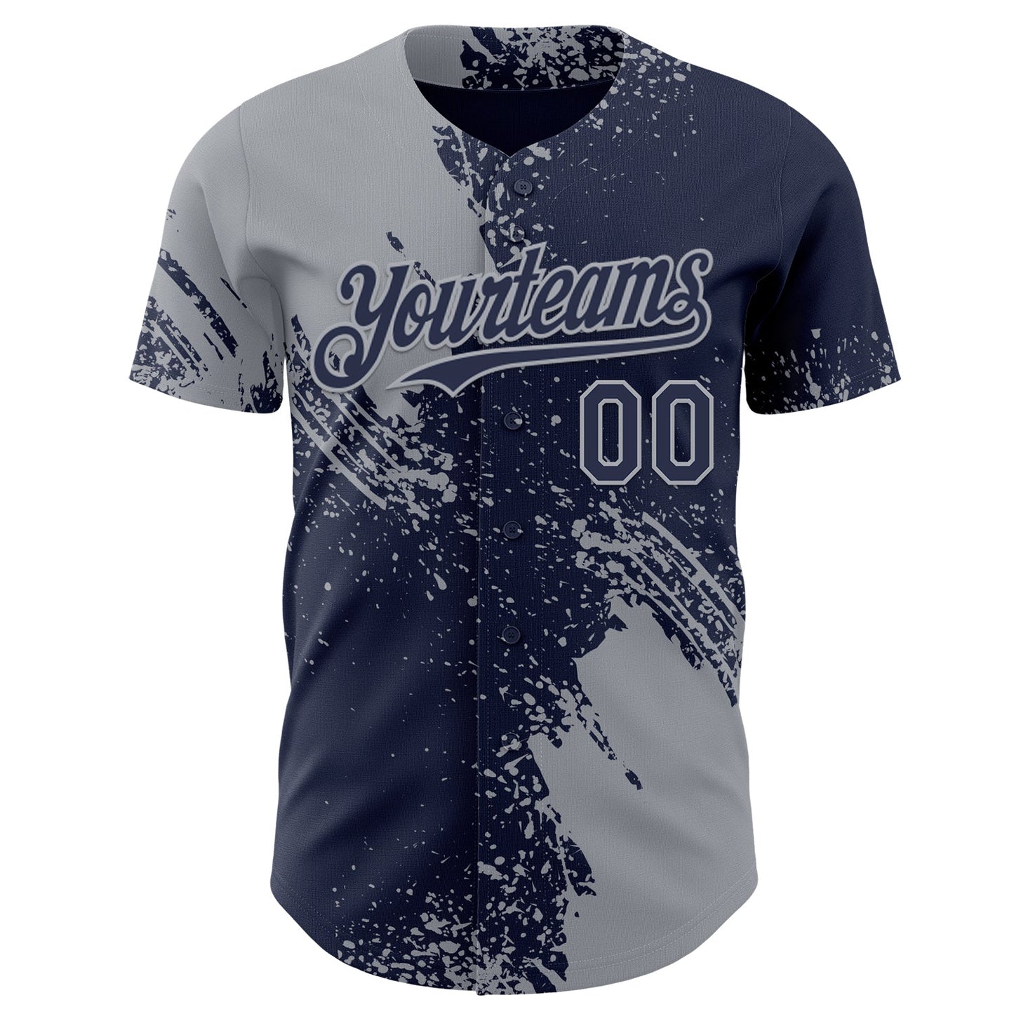 Custom Navy-Gray Abstract Brush Stroke Authentic Baseball Jersey view 2