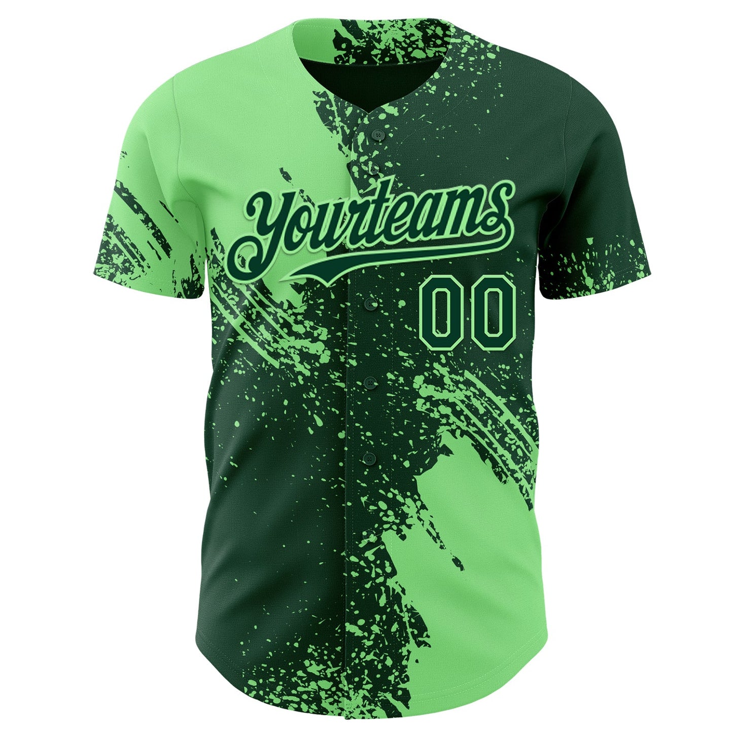Custom Green-Pea Green Abstract Brush Stroke Authentic Baseball Jersey view 2