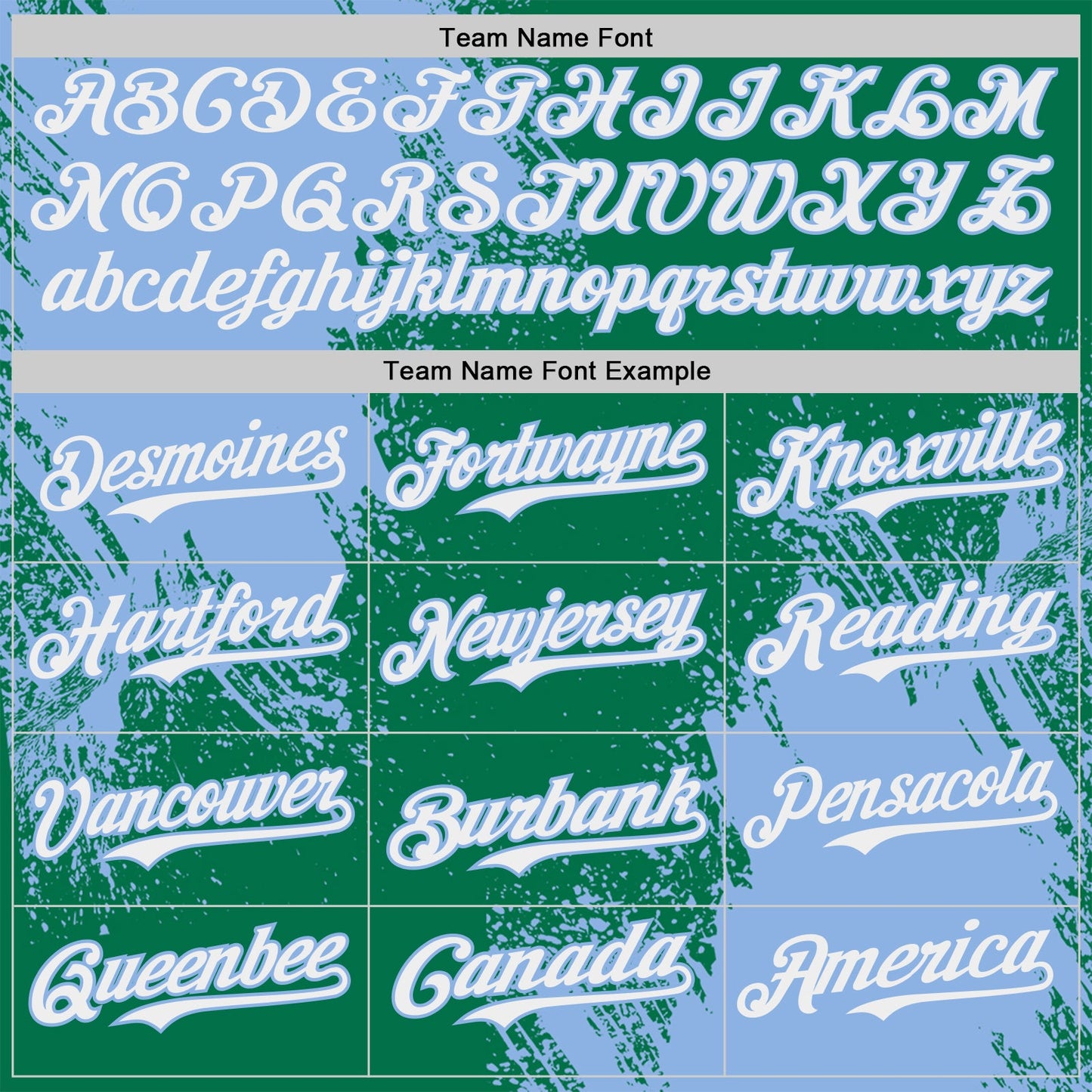 Custom Kelly Green White-Light Blue Abstract Brush Stroke Authentic Baseball Jersey view 4