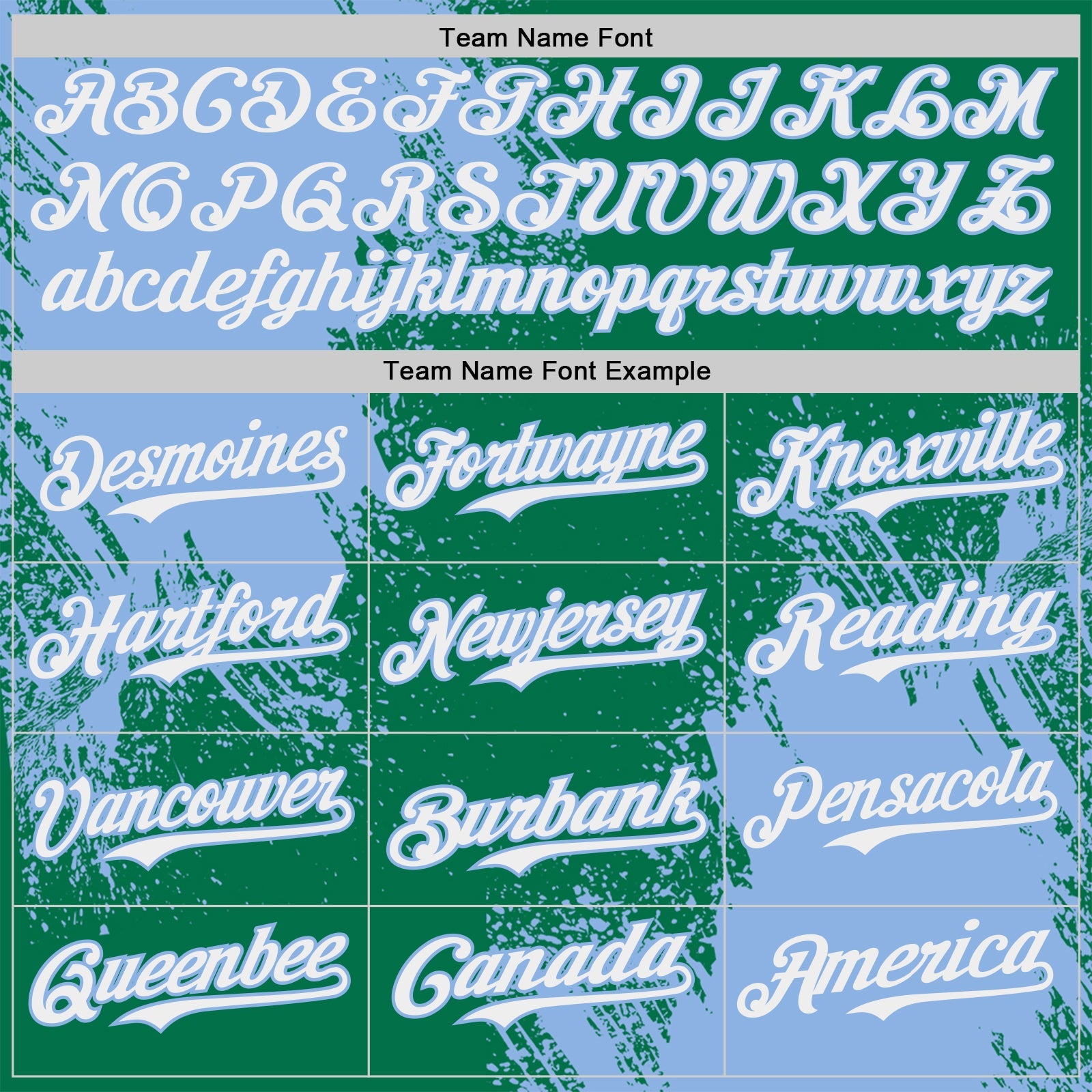 Custom Kelly Green White-Light Blue Abstract Brush Stroke Authentic Baseball Jersey view 4