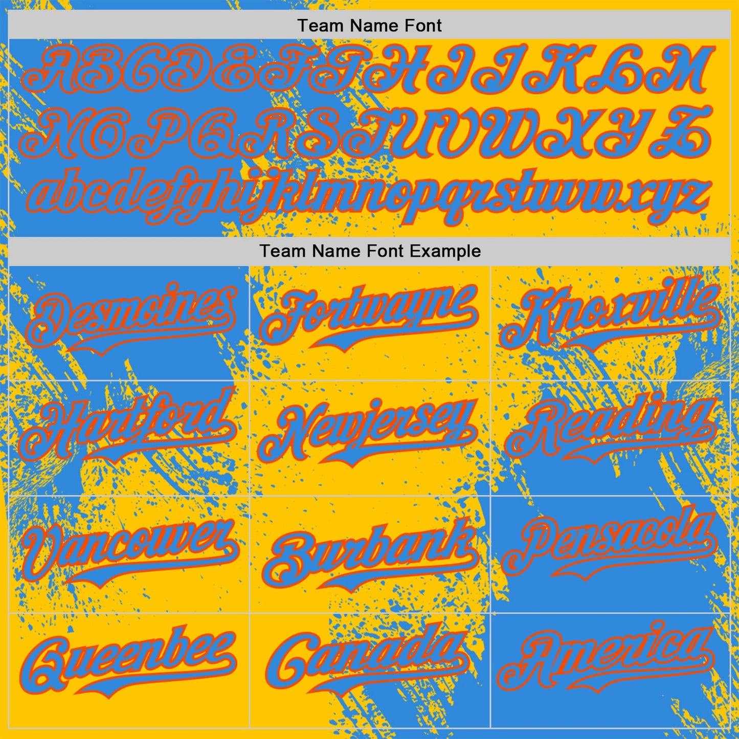 Custom Yellow Electric Blue-Orange Abstract Brush Stroke Authentic Baseball Jersey view 4