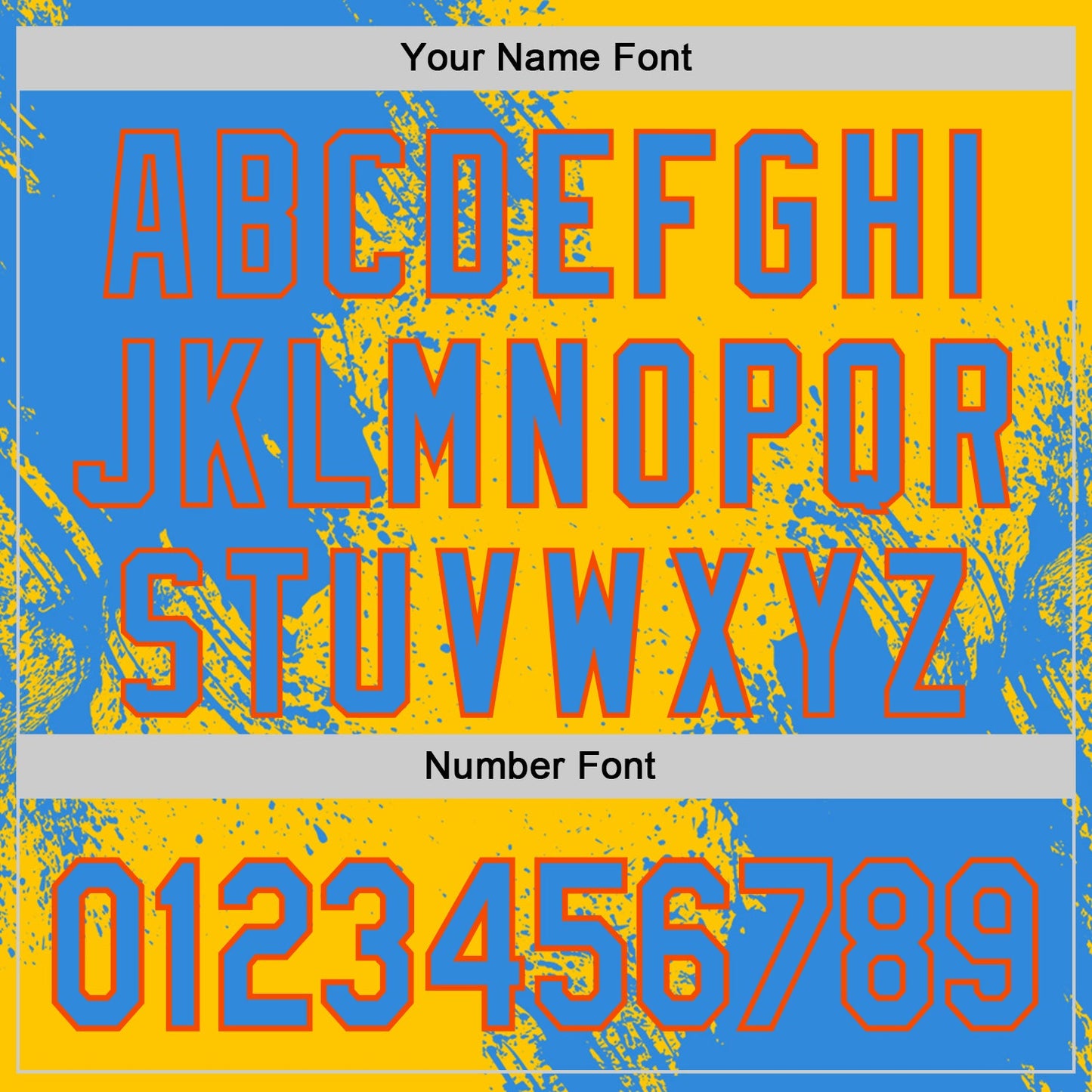Custom Yellow Electric Blue-Orange Abstract Brush Stroke Authentic Baseball Jersey view 5