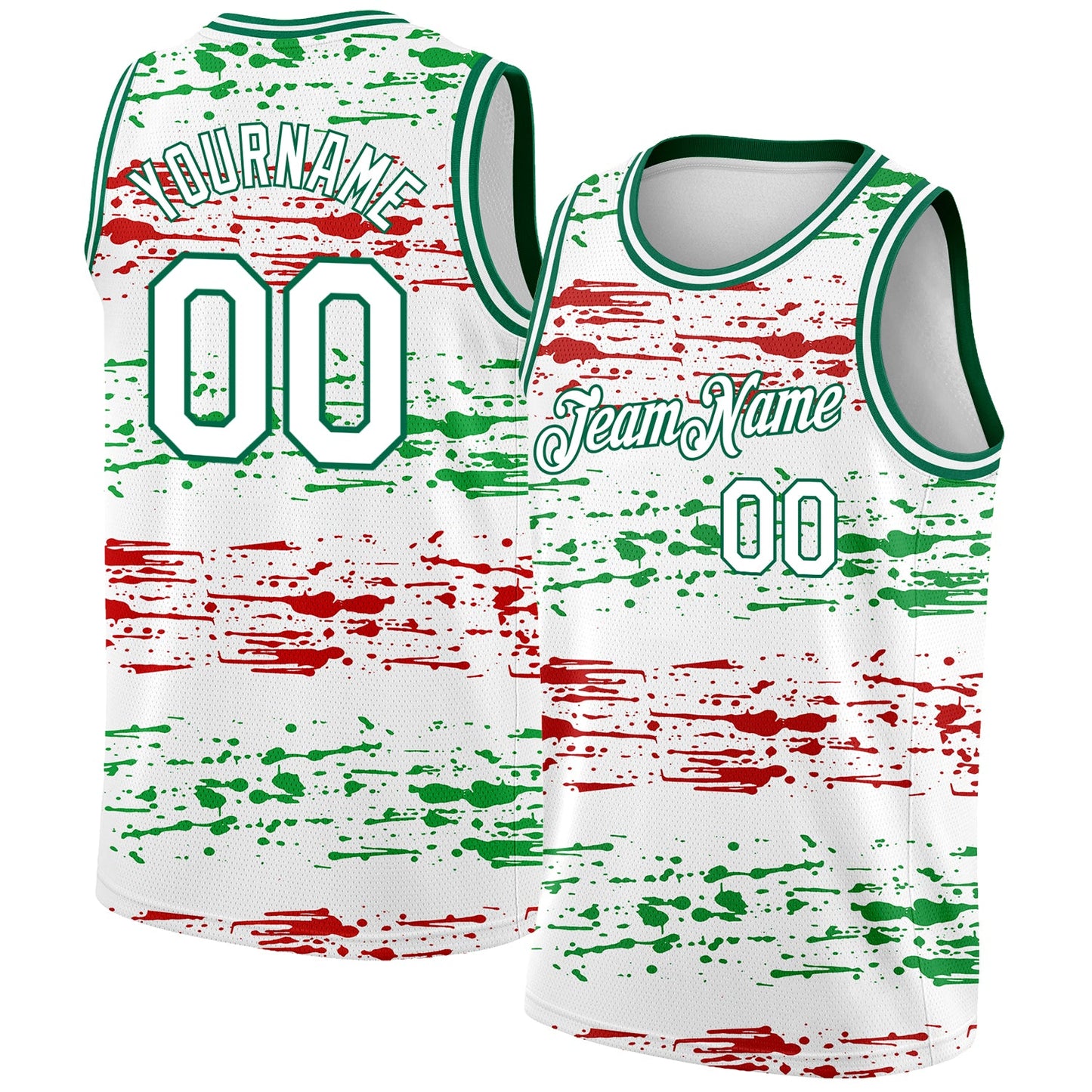 Custom White Kelly Green-Red 3D Mexico Authentic Basketball Jersey - Main View