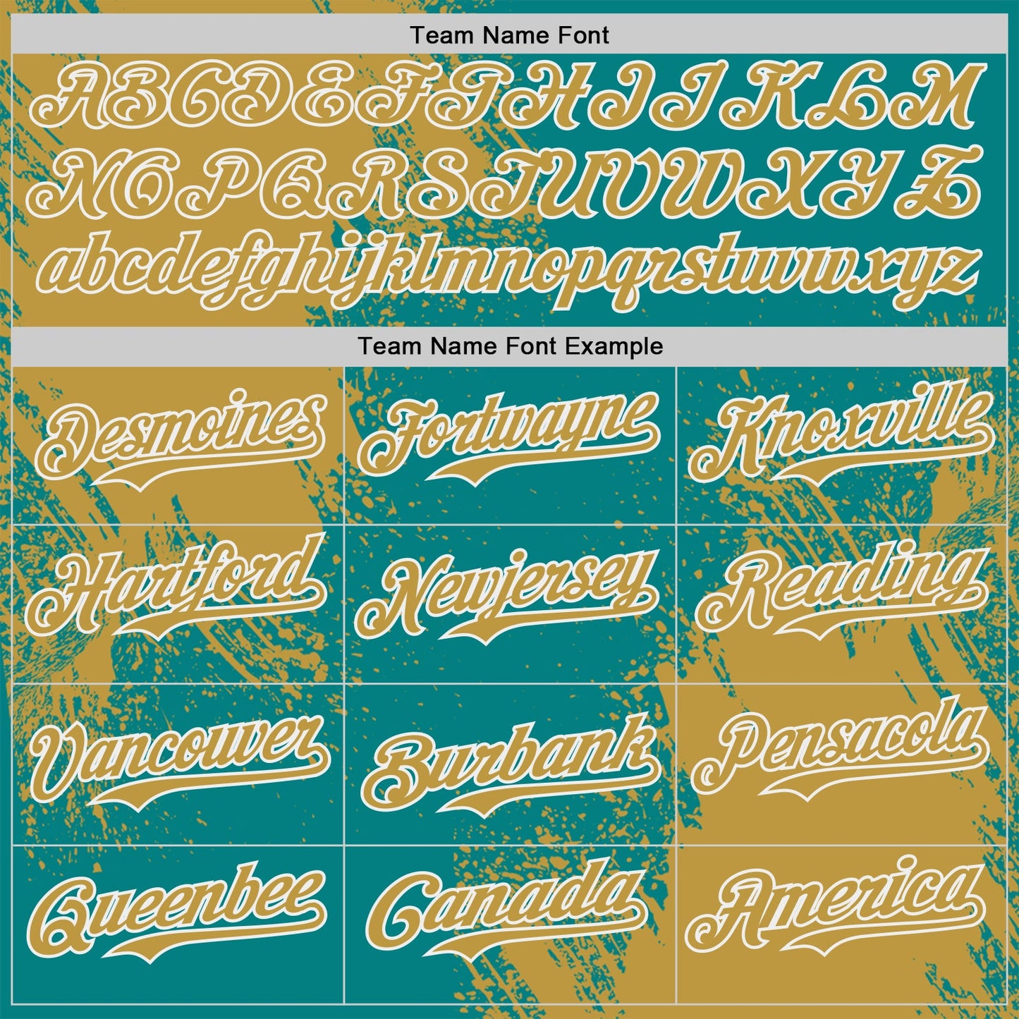 Custom Teal Old Gold-White Abstract Brush Stroke Authentic Baseball Jersey view 4