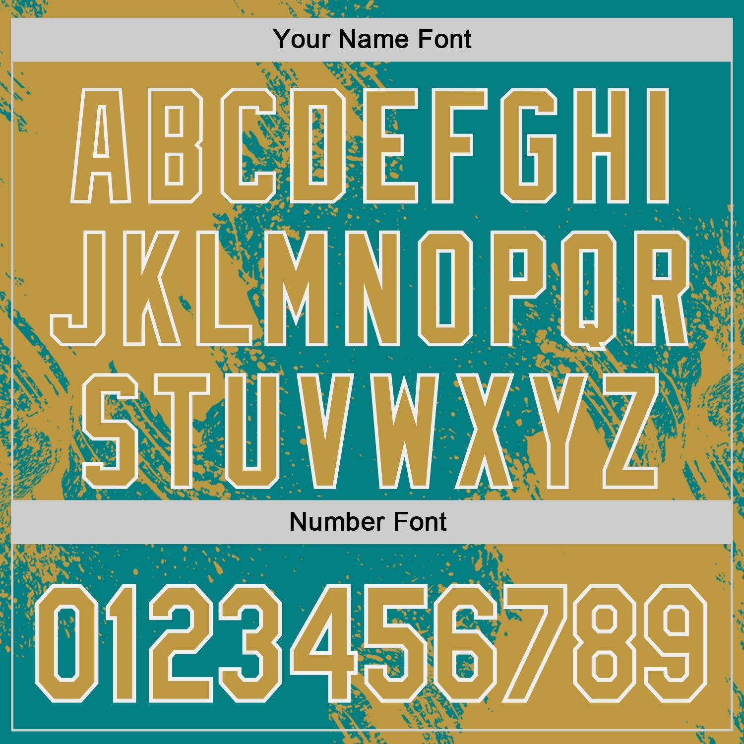 Custom Teal Old Gold-White Abstract Brush Stroke Authentic Baseball Jersey view 5