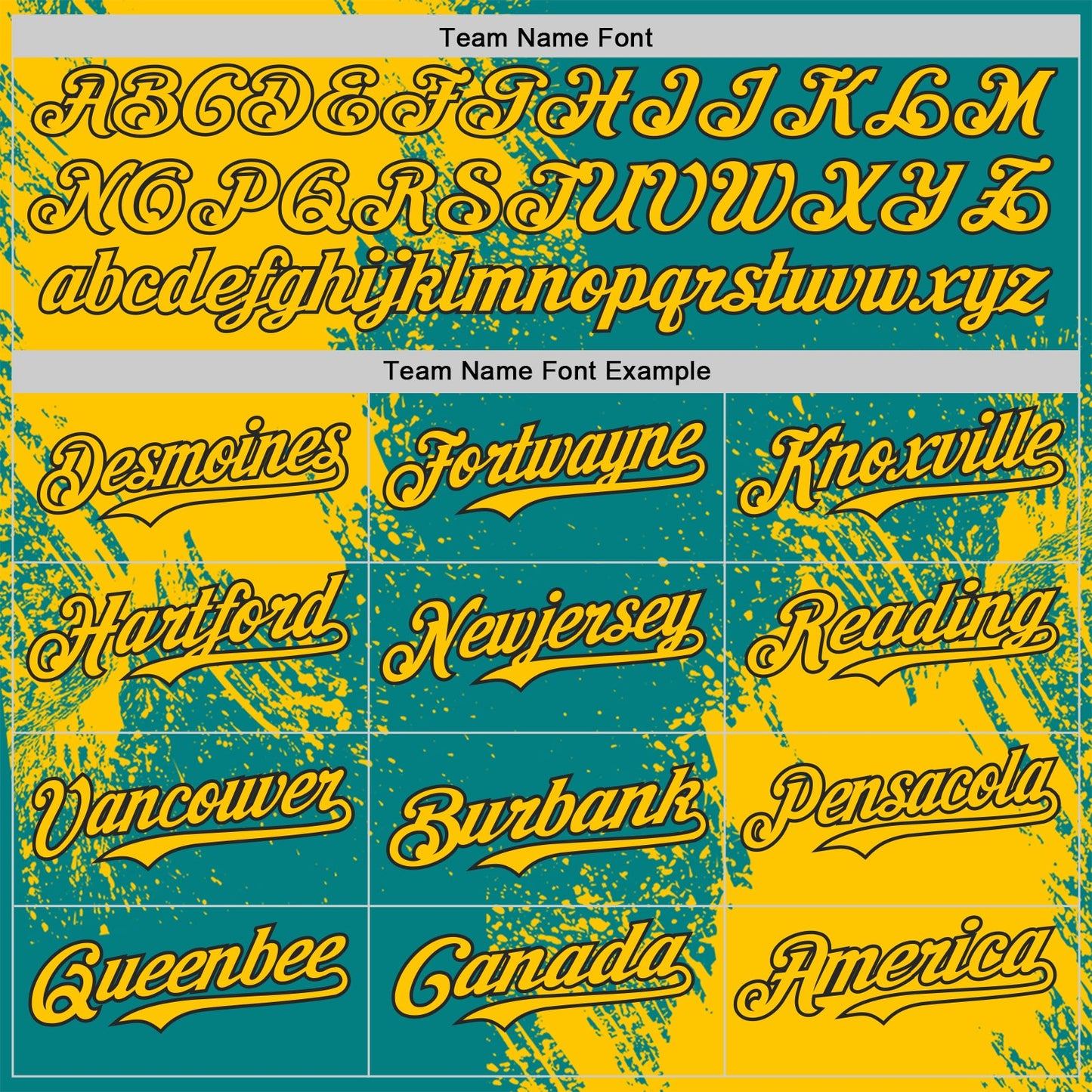 Custom Teal Yellow-Black Abstract Brush Stroke Authentic Baseball Jersey view 4