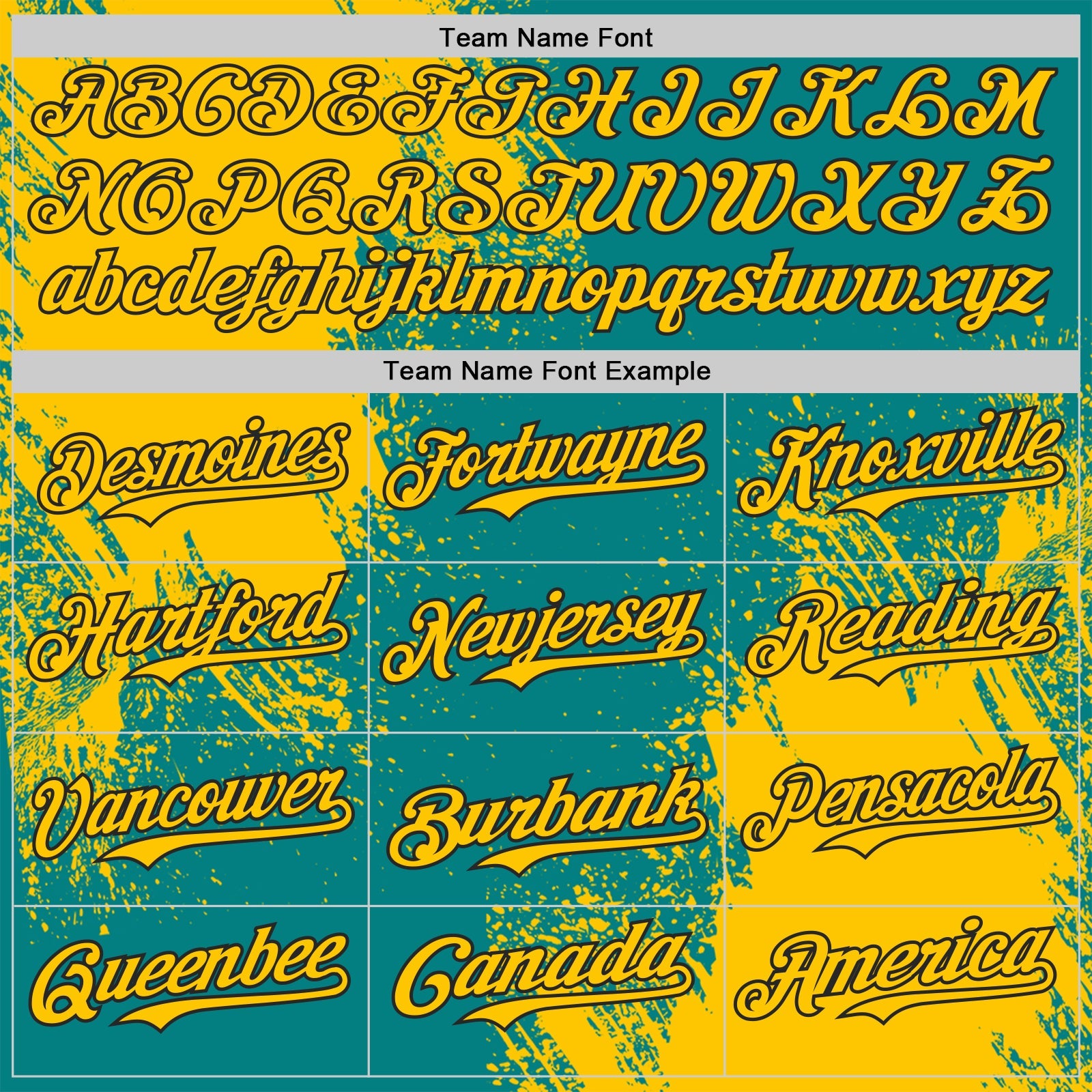 Custom Teal Yellow-Black Abstract Brush Stroke Authentic Baseball Jersey view 4