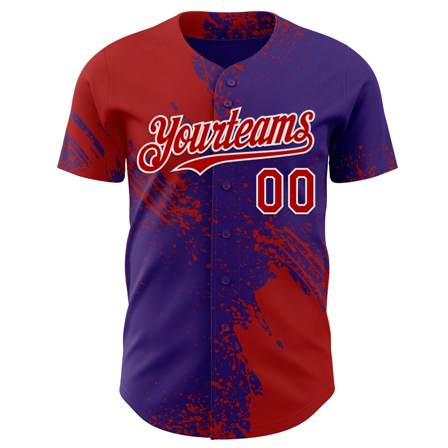 Custom Purple Red-White Abstract Brush Stroke Authentic Baseball Jersey view 2