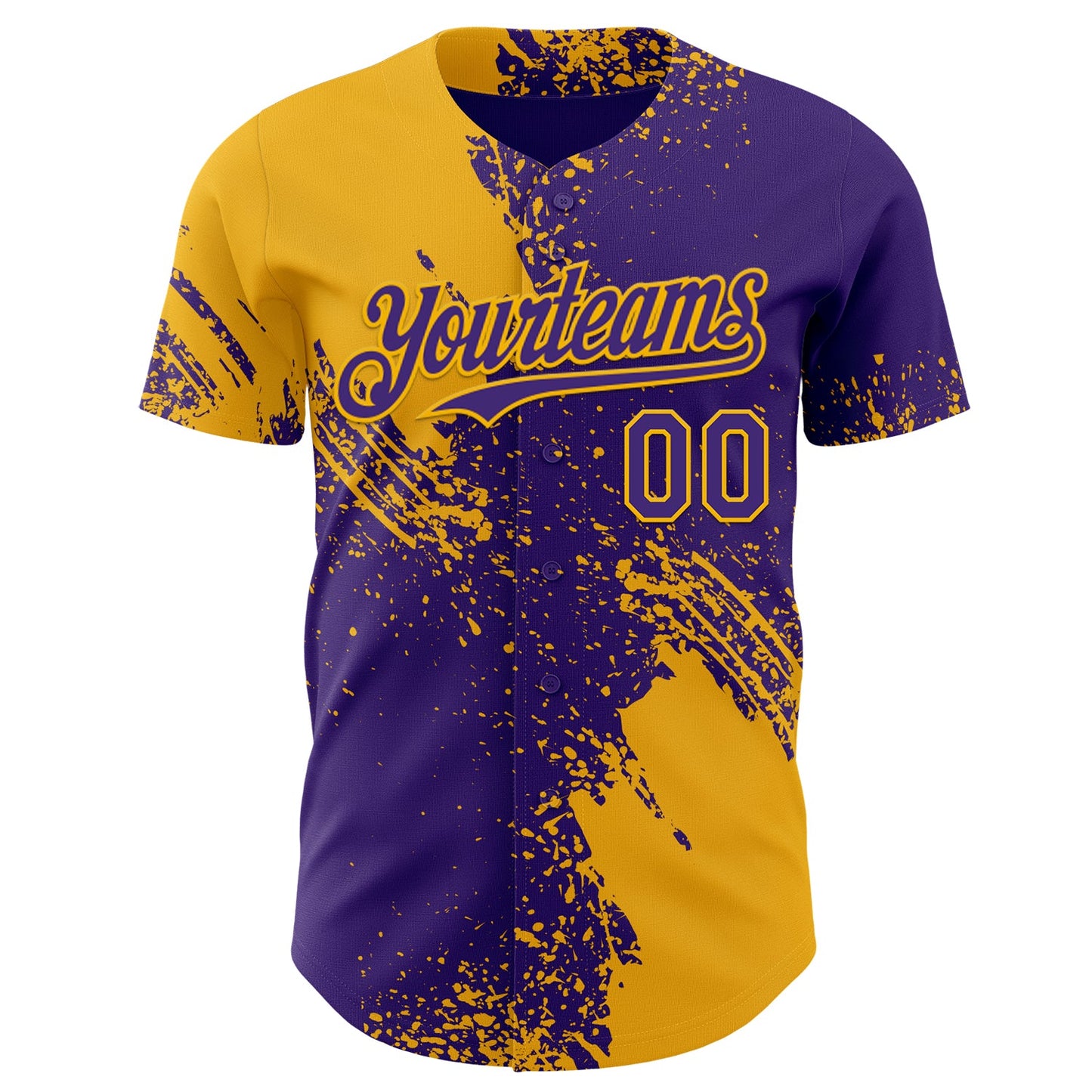 Custom Purple-Gold Abstract Brush Stroke Authentic Baseball Jersey view 2