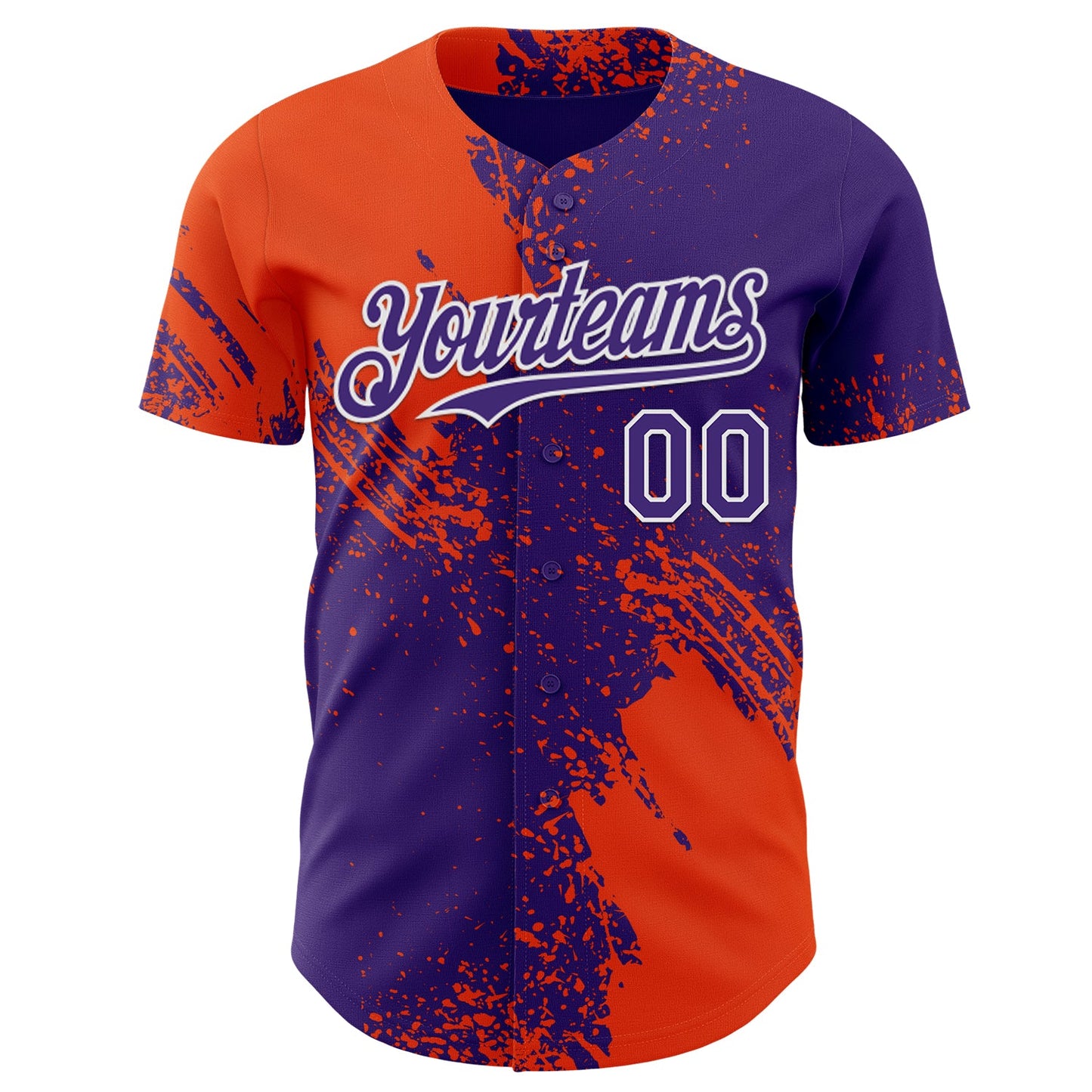 Custom Purple Orange-White Abstract Brush Stroke Authentic Baseball Jersey view 2