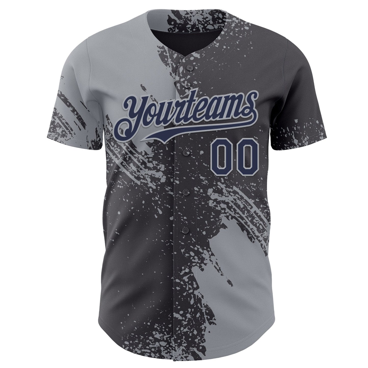 Custom Steel Gray Navy-Gray Abstract Brush Stroke Authentic Baseball Jersey view 2