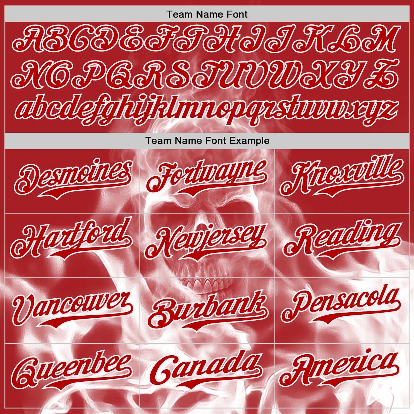 Custom Red-White Flames Skull Smoke Authentic Baseball Jersey view 4