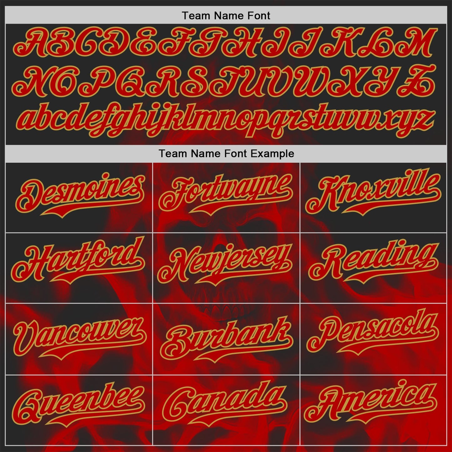 Custom Black Red-Old Gold Flames Skull Smoke Authentic Baseball Jersey view 4