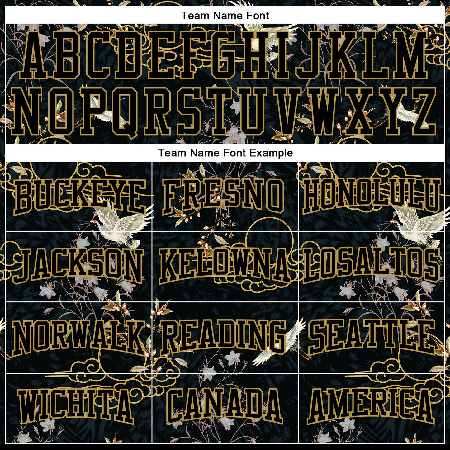 Custom Stitched Black Old Gold 3D Pattern Design Heron And Flower Sports Pullover Sweatshirt Hoodie view 3