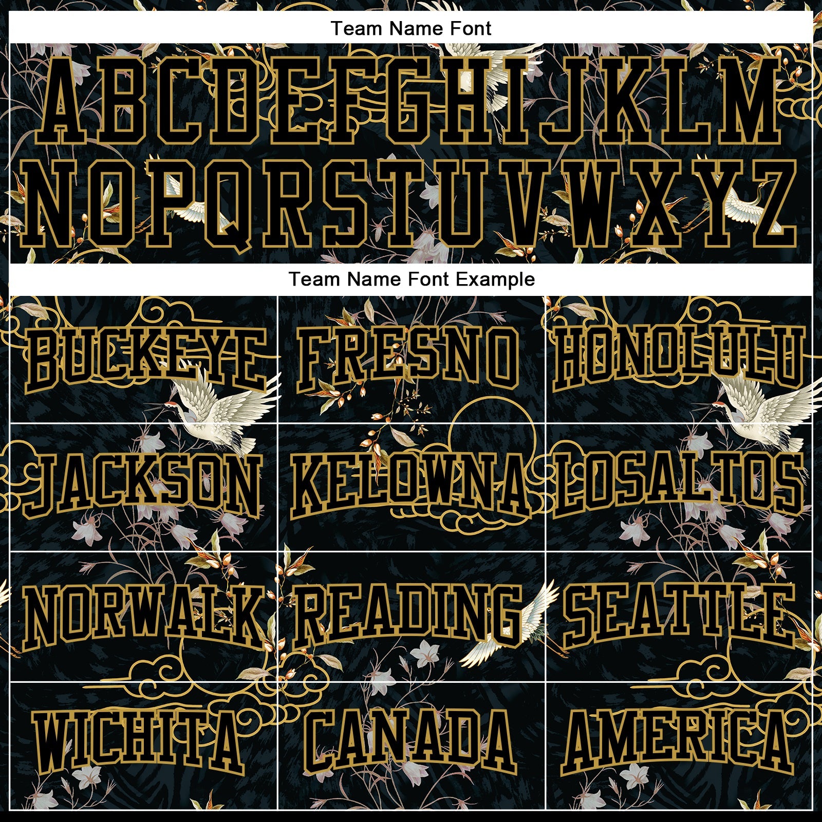 Custom Stitched Black Old Gold 3D Pattern Design Heron And Flower Sports Pullover Sweatshirt Hoodie view 3
