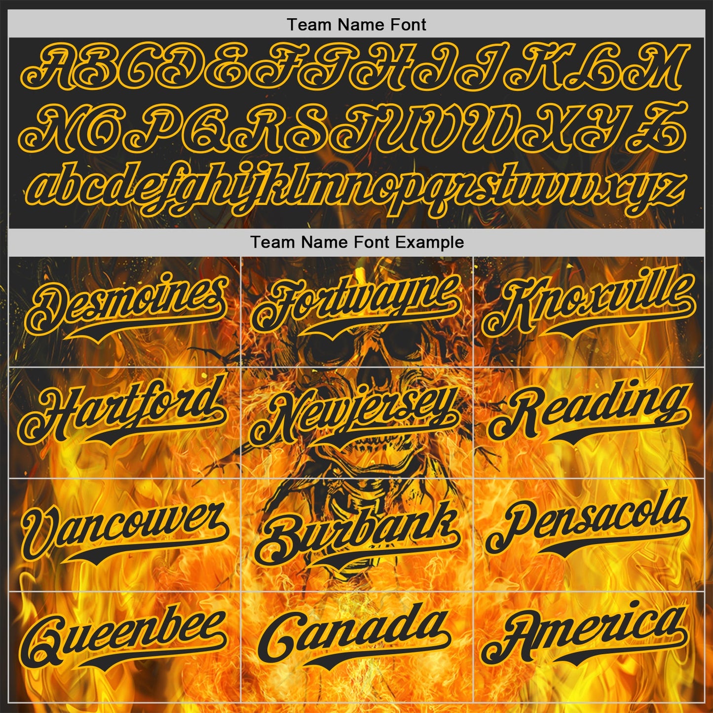 Custom Black-Gold Flames Skull Authentic Baseball Jersey view 4