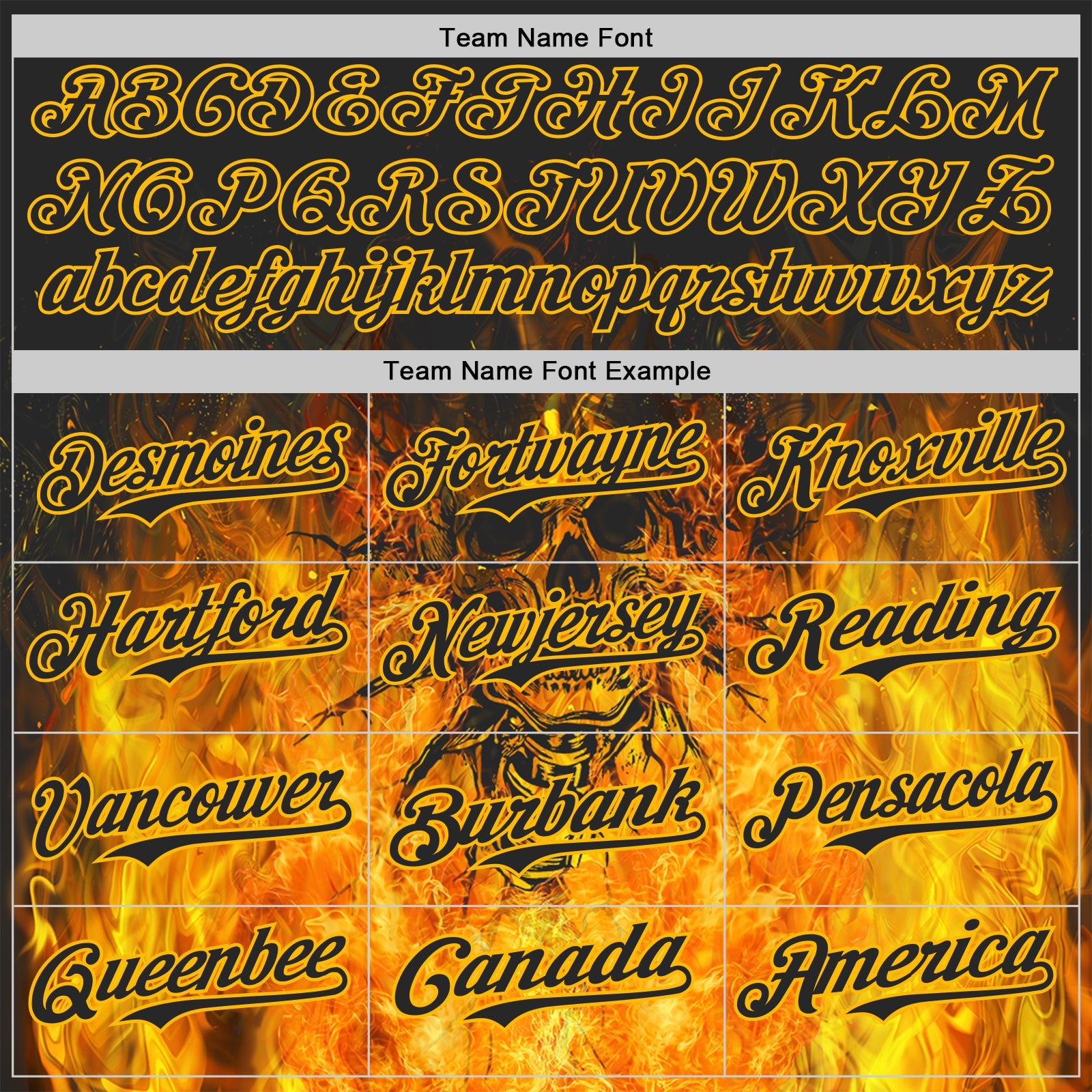 Custom Black-Gold Flames Skull Authentic Baseball Jersey view 4