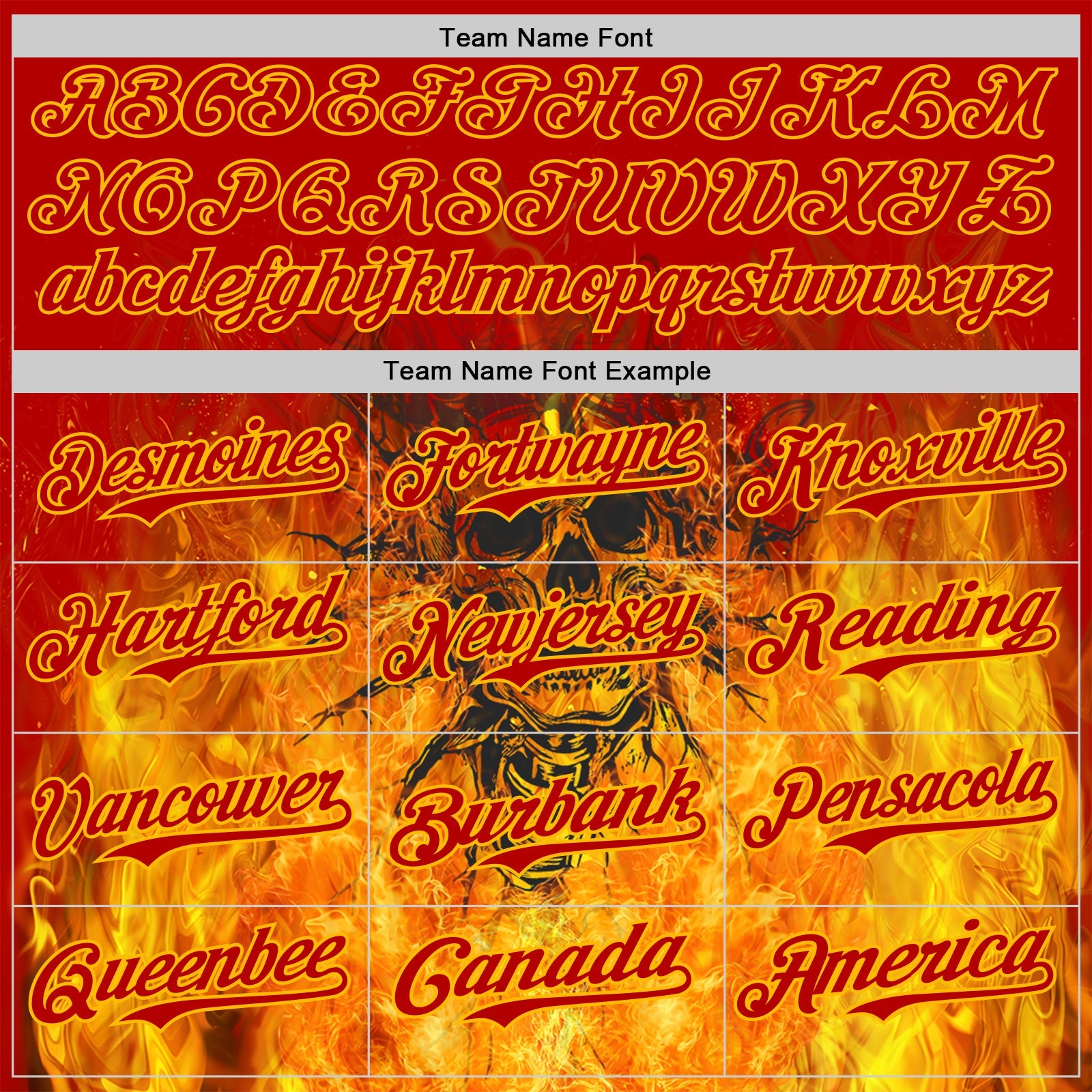 Custom Red-Gold Flames Skull Authentic Baseball Jersey view 4