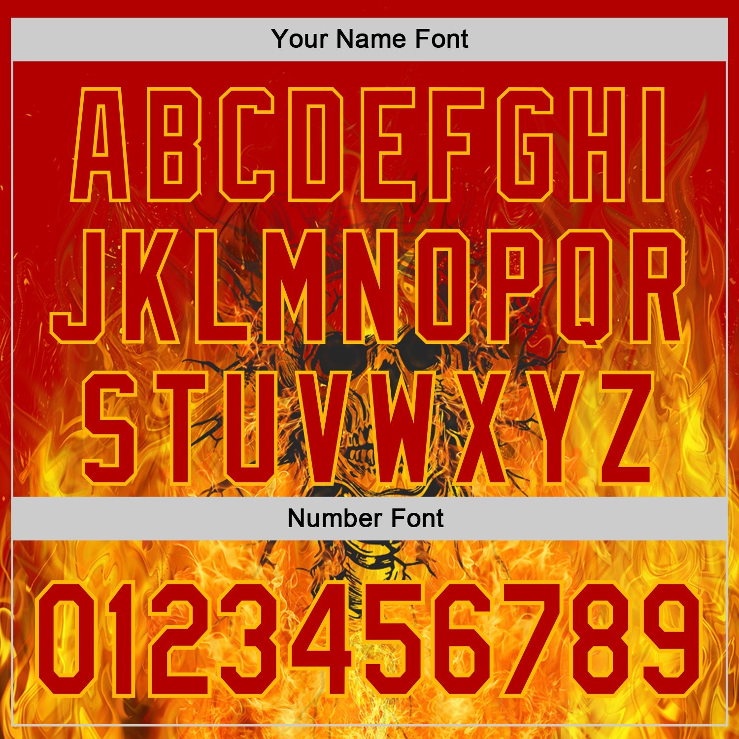 Custom Red-Gold Flames Skull Authentic Baseball Jersey view 5