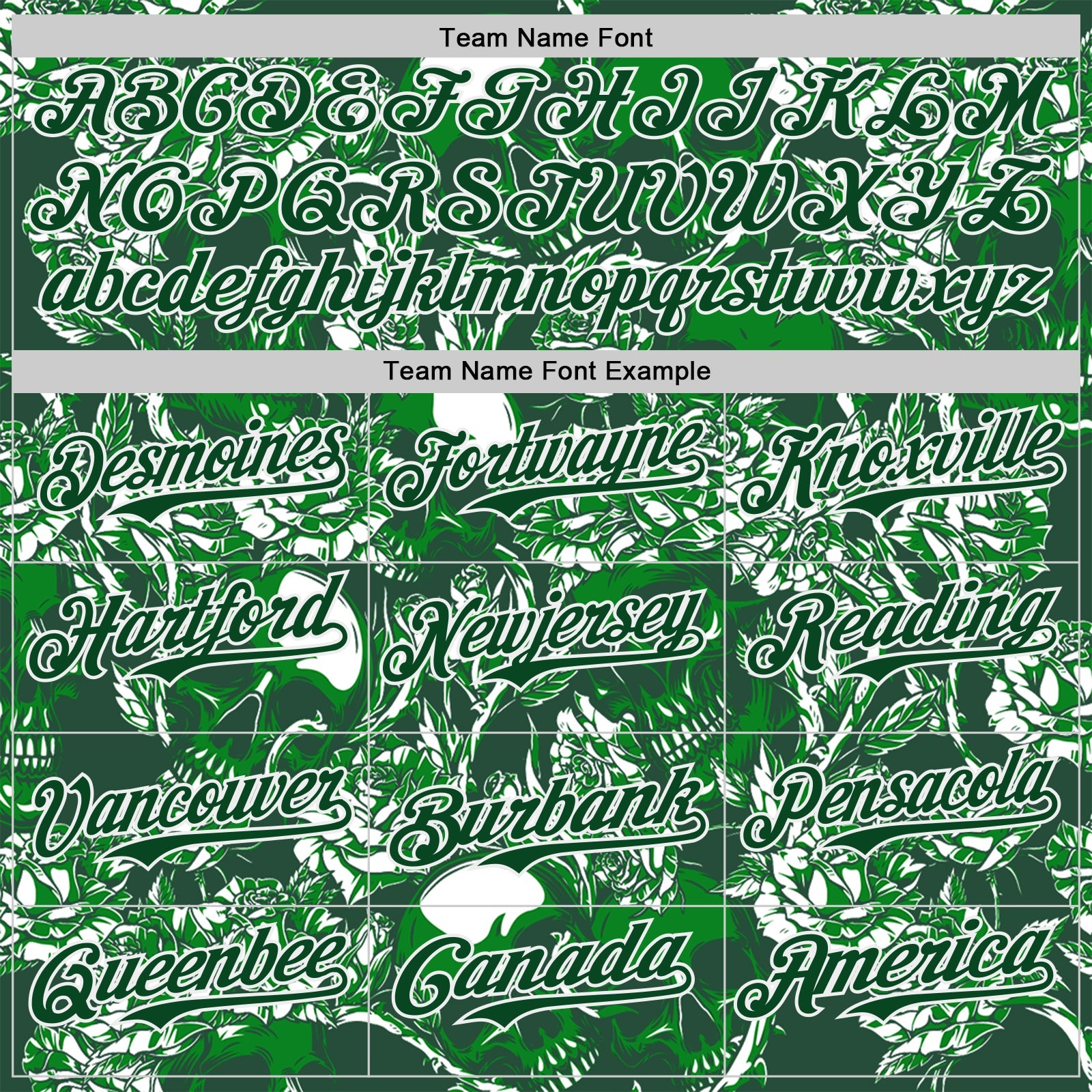 Custom Green-White Skull And Rose Authentic Baseball Jersey view 4