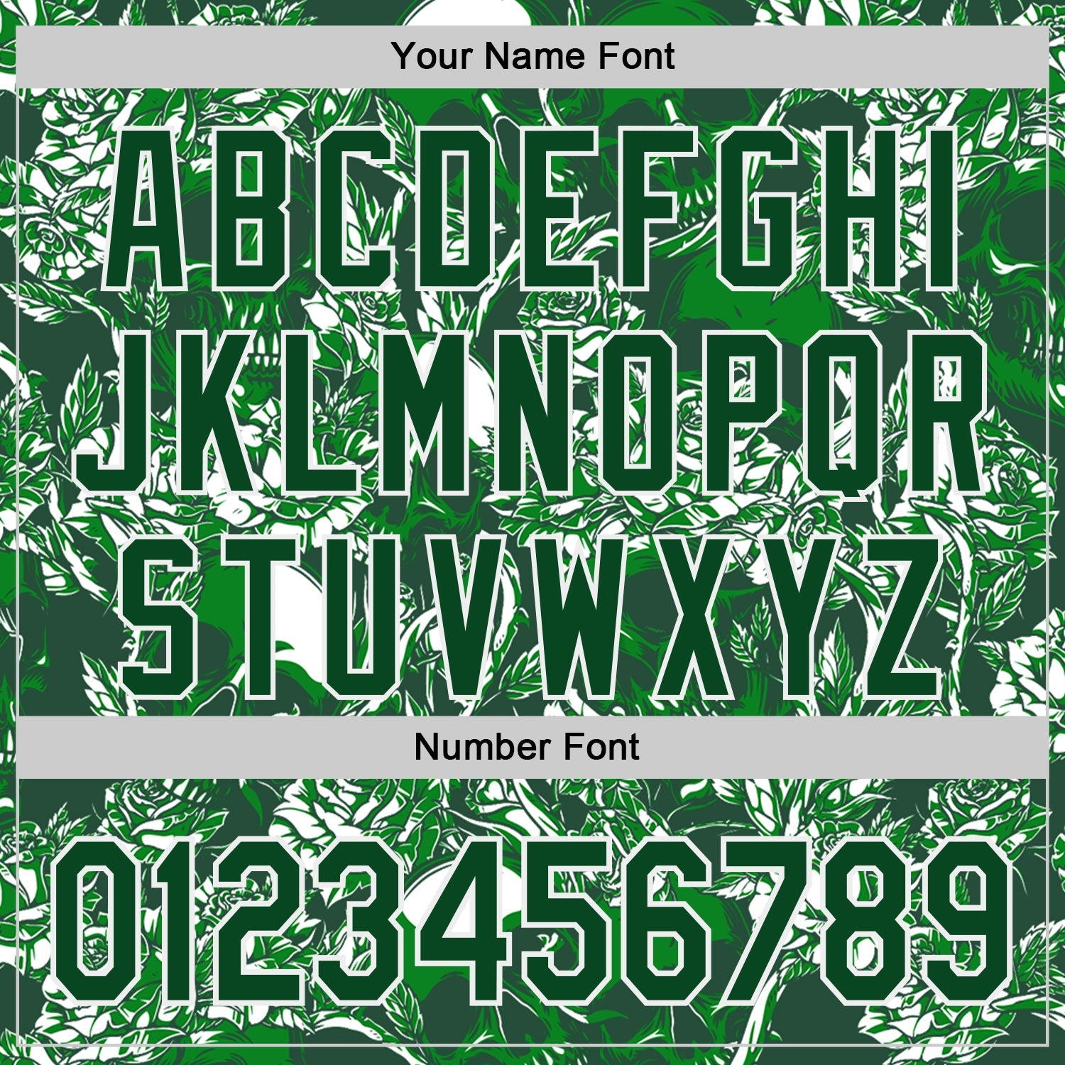 Custom Green-White Skull And Rose Authentic Baseball Jersey view 5