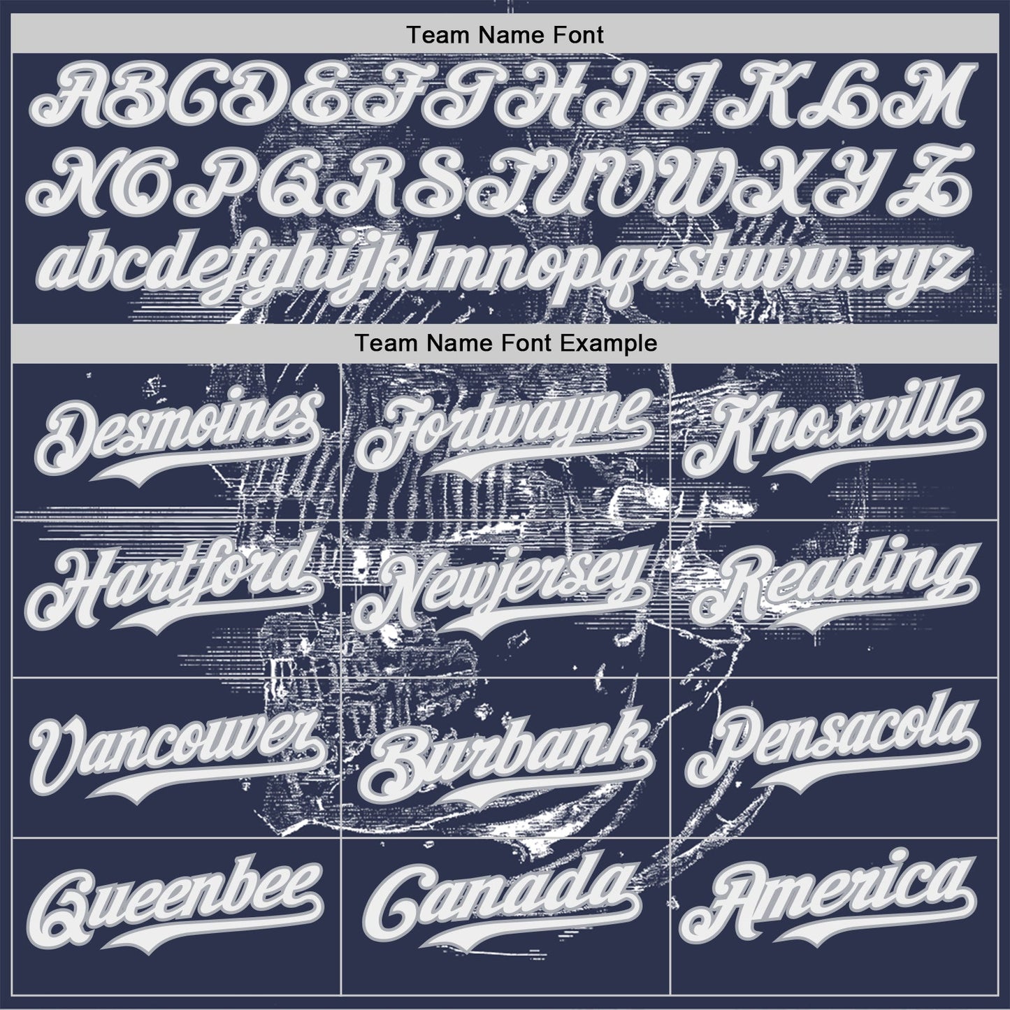 Custom Navy White-Gray Skull Authentic Baseball Jersey view 4