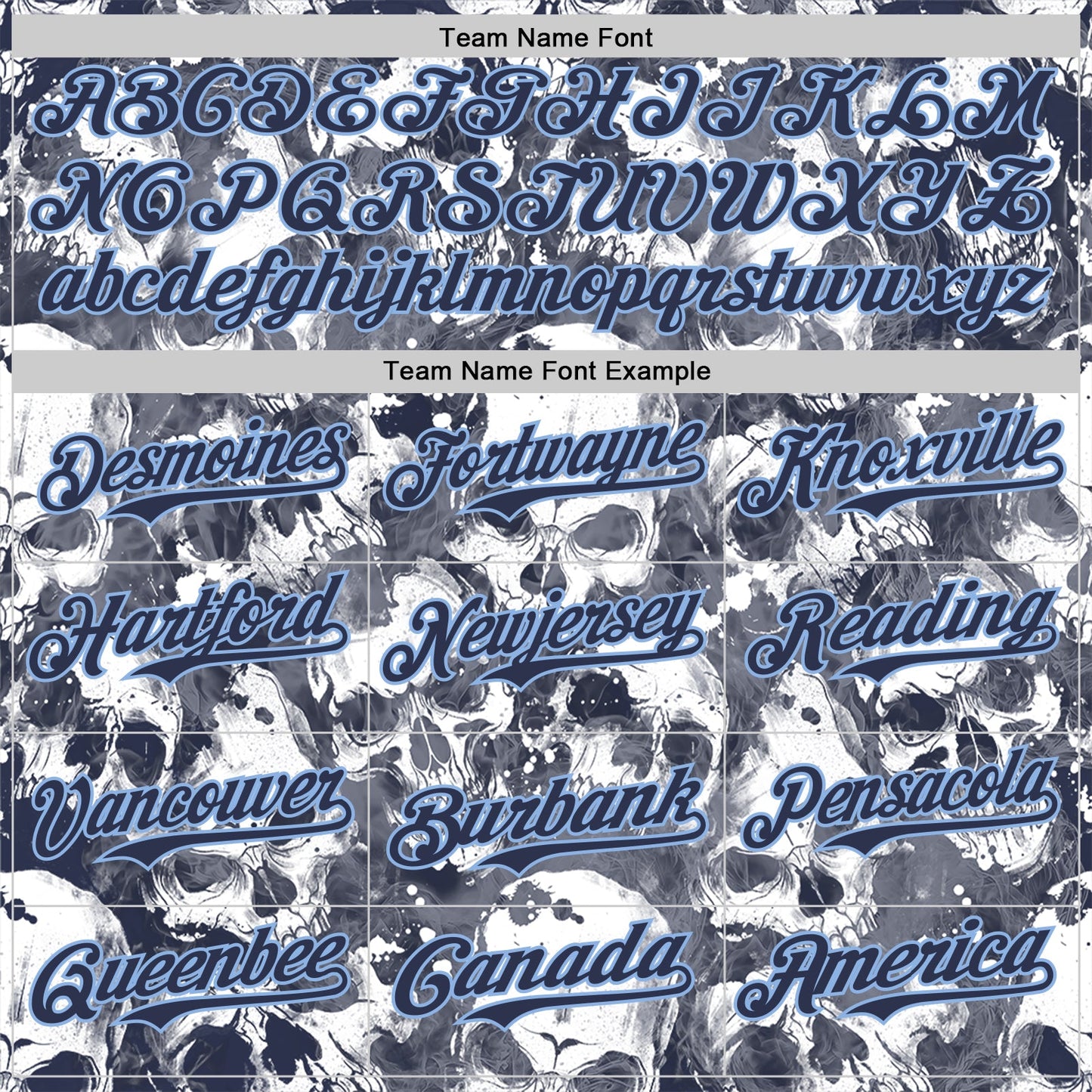Custom Gray Navy-Light Blue Flames Skull Smoke Authentic Baseball Jersey view 4