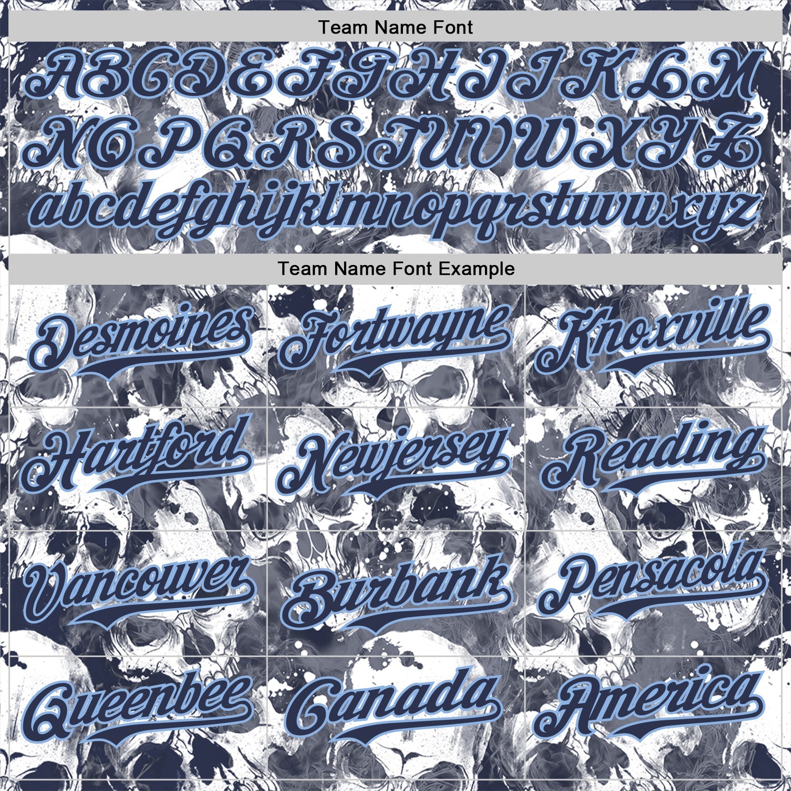 Custom Gray Navy-Light Blue Flames Skull Smoke Authentic Baseball Jersey view 4