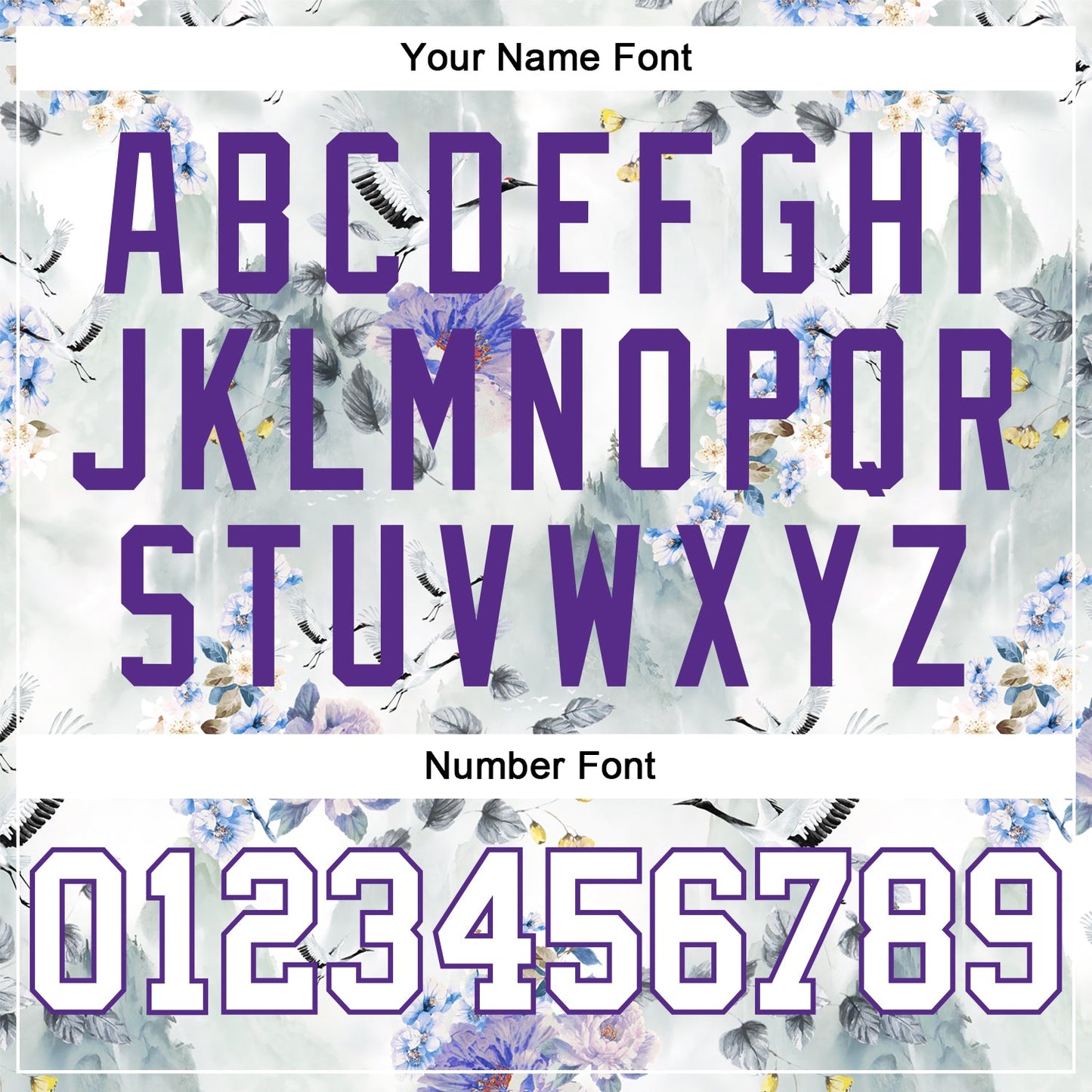 Custom Stitched White Purple 3D Pattern Design Crane And Flower Sports Pullover Sweatshirt Hoodie view 4