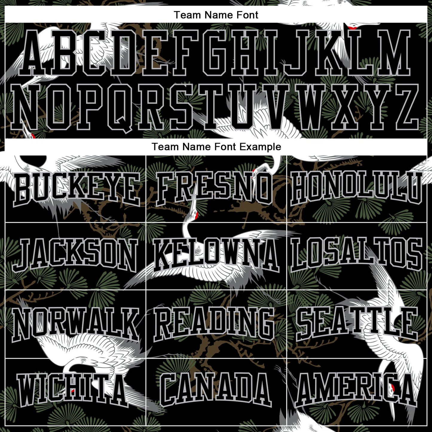 Custom Stitched Black Gray 3D Pattern Design Crane And Green Pine Tree Sports Pullover Sweatshirt Hoodie view 3
