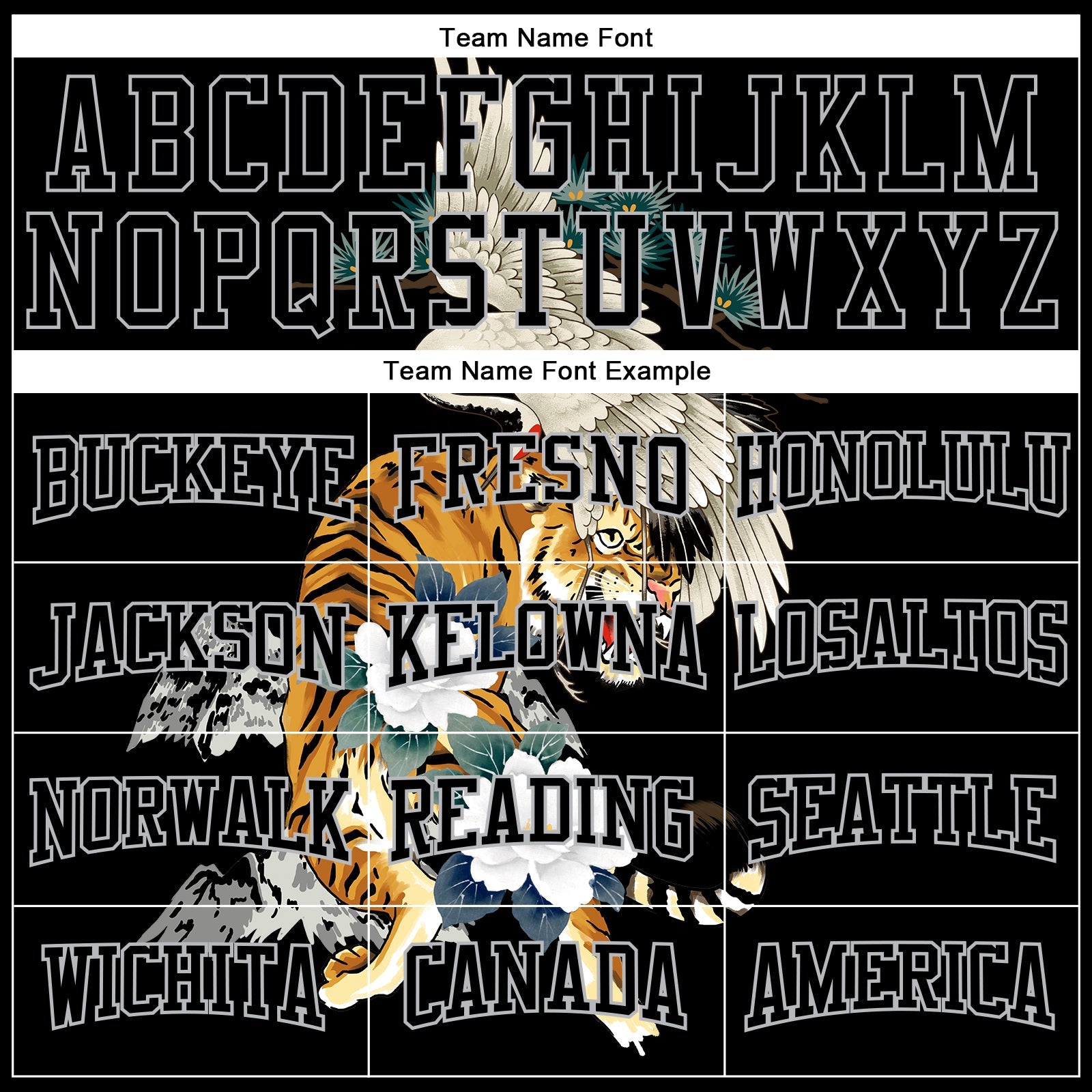 Custom Stitched Black Gray 3D Pattern Design Crane And Tiger Sports Pullover Sweatshirt Hoodie view 3