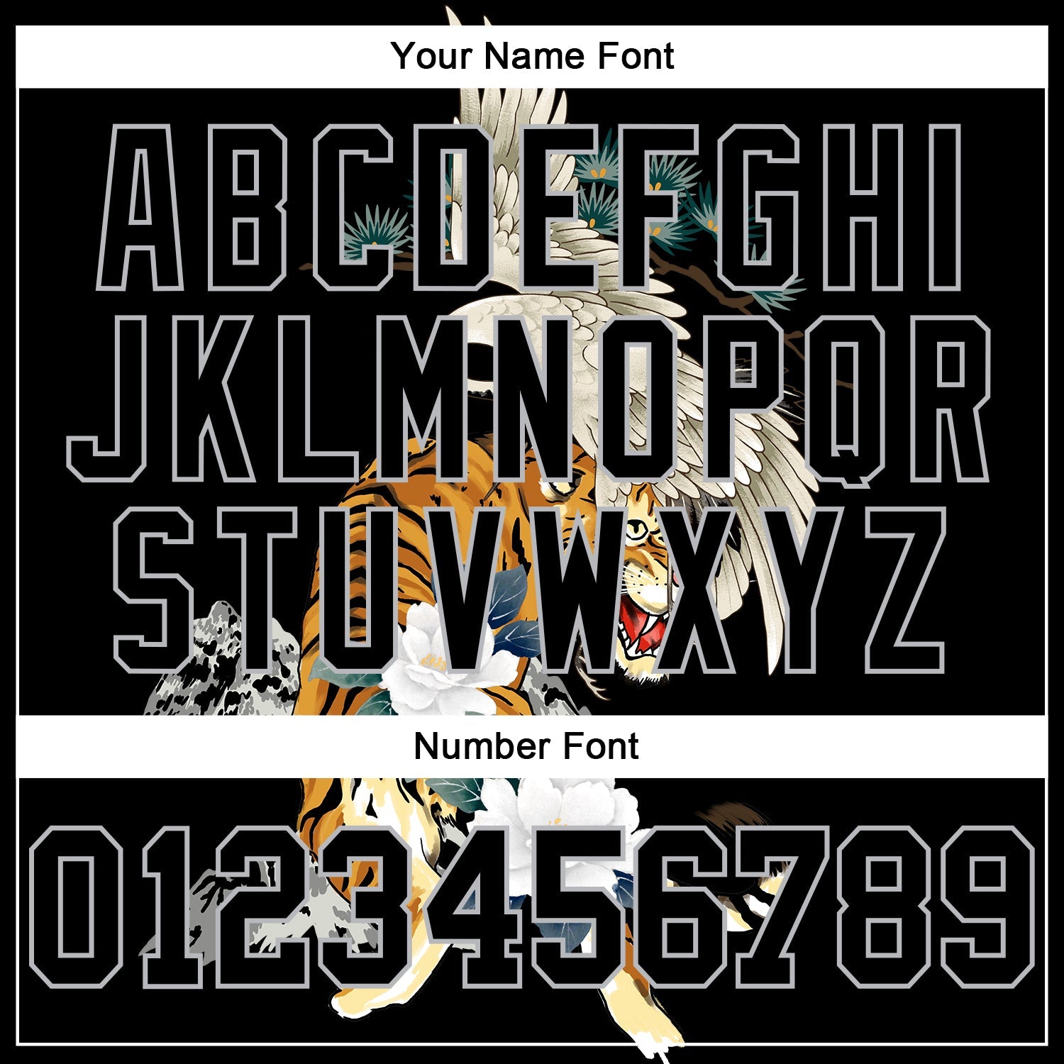 Custom Stitched Black Gray 3D Pattern Design Crane And Tiger Sports Pullover Sweatshirt Hoodie view 4