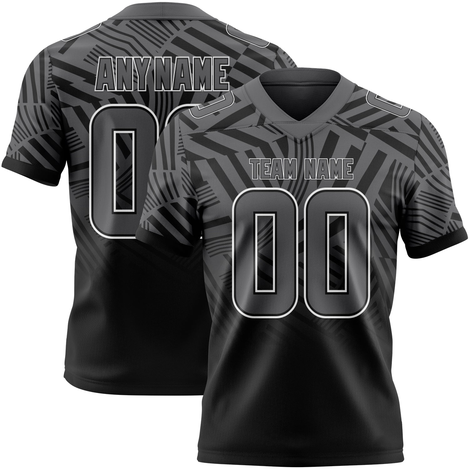 Custom Steel Gray Black-White Authentic Abstract Geometric Lines Gradient Football Jersey - Main View