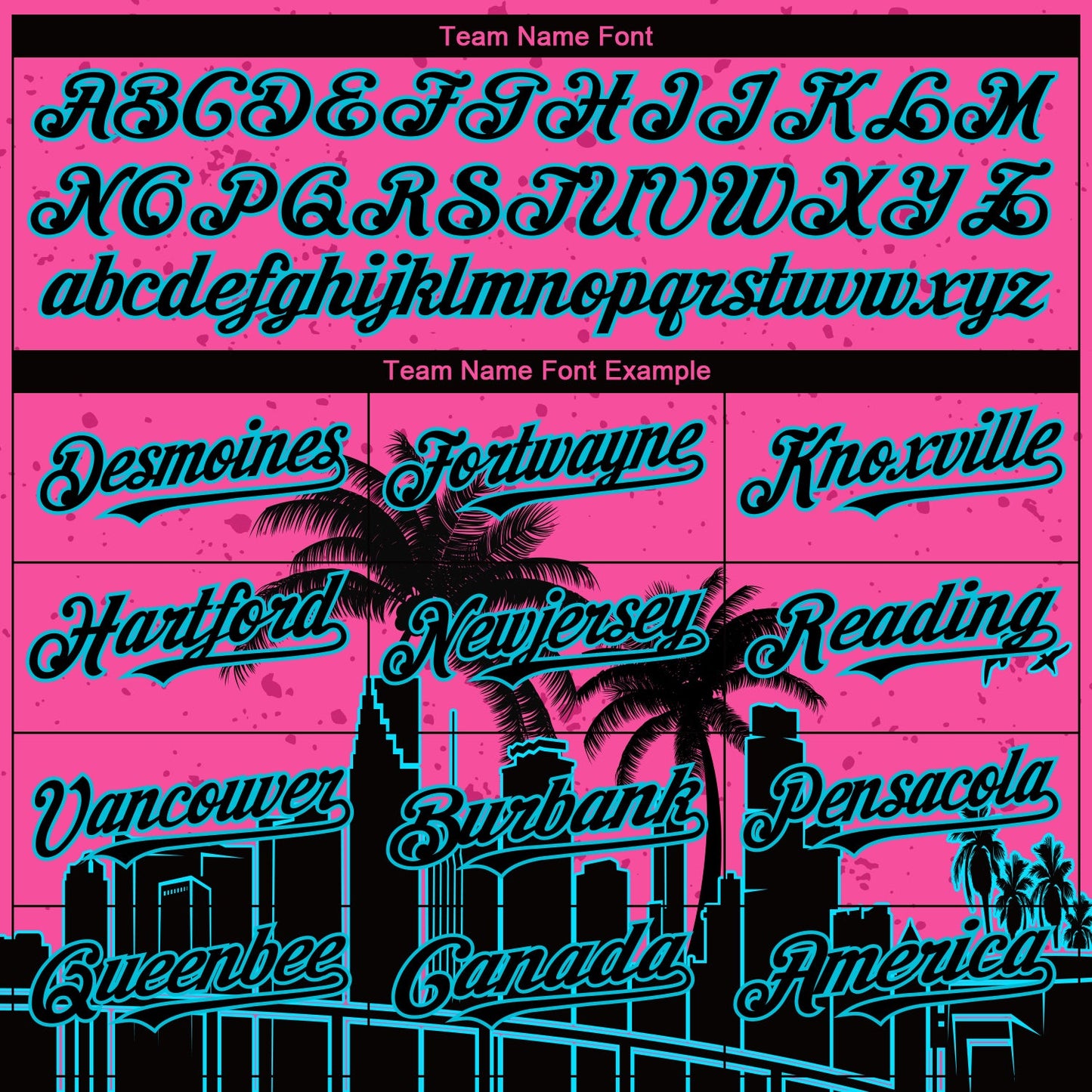 Custom Pink Lakes Blue-Black 3D Miami Palm Trees City Edition Authentic Baseball Jersey view 5