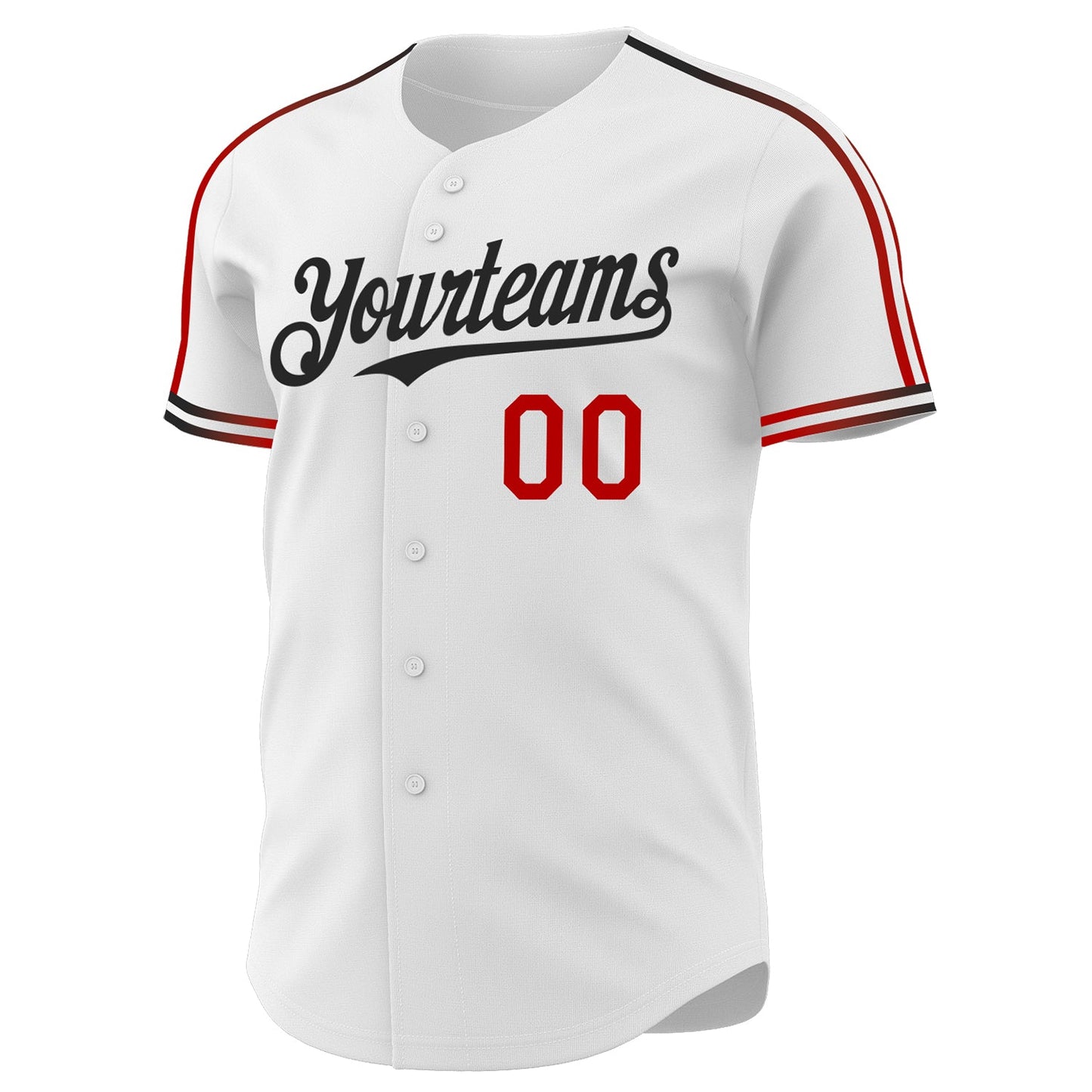 Custom White Red-Black Raglan Line Gradient Stripe Authentic Baseball Jersey view 3