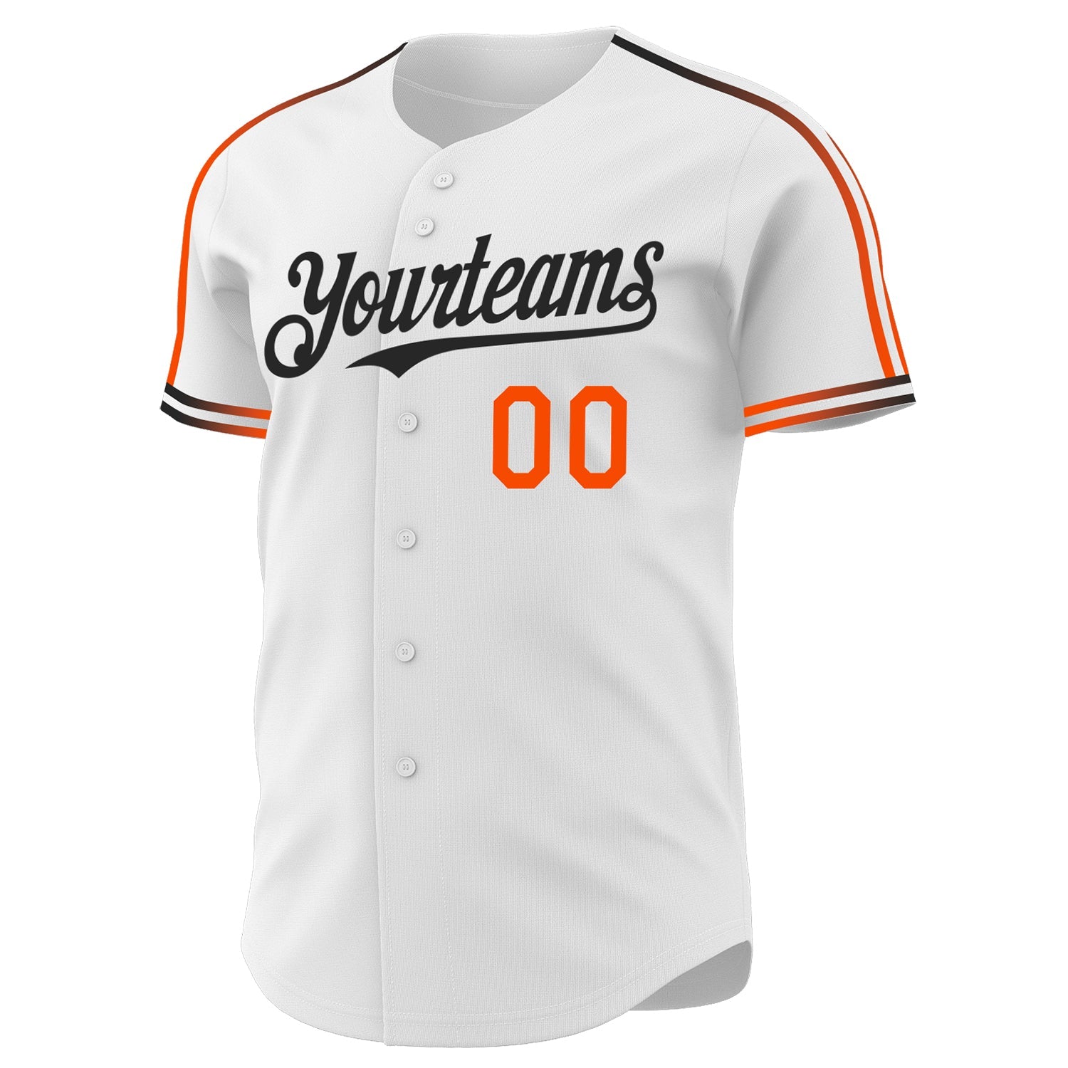 Custom White Orange-Black Raglan Line Gradient Stripe Authentic Baseball Jersey view 3