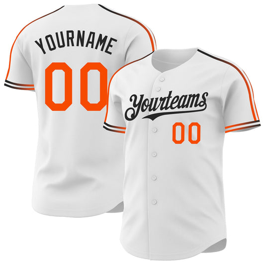 Custom White Orange-Black Raglan Line Gradient Stripe Authentic Baseball Jersey - Main View