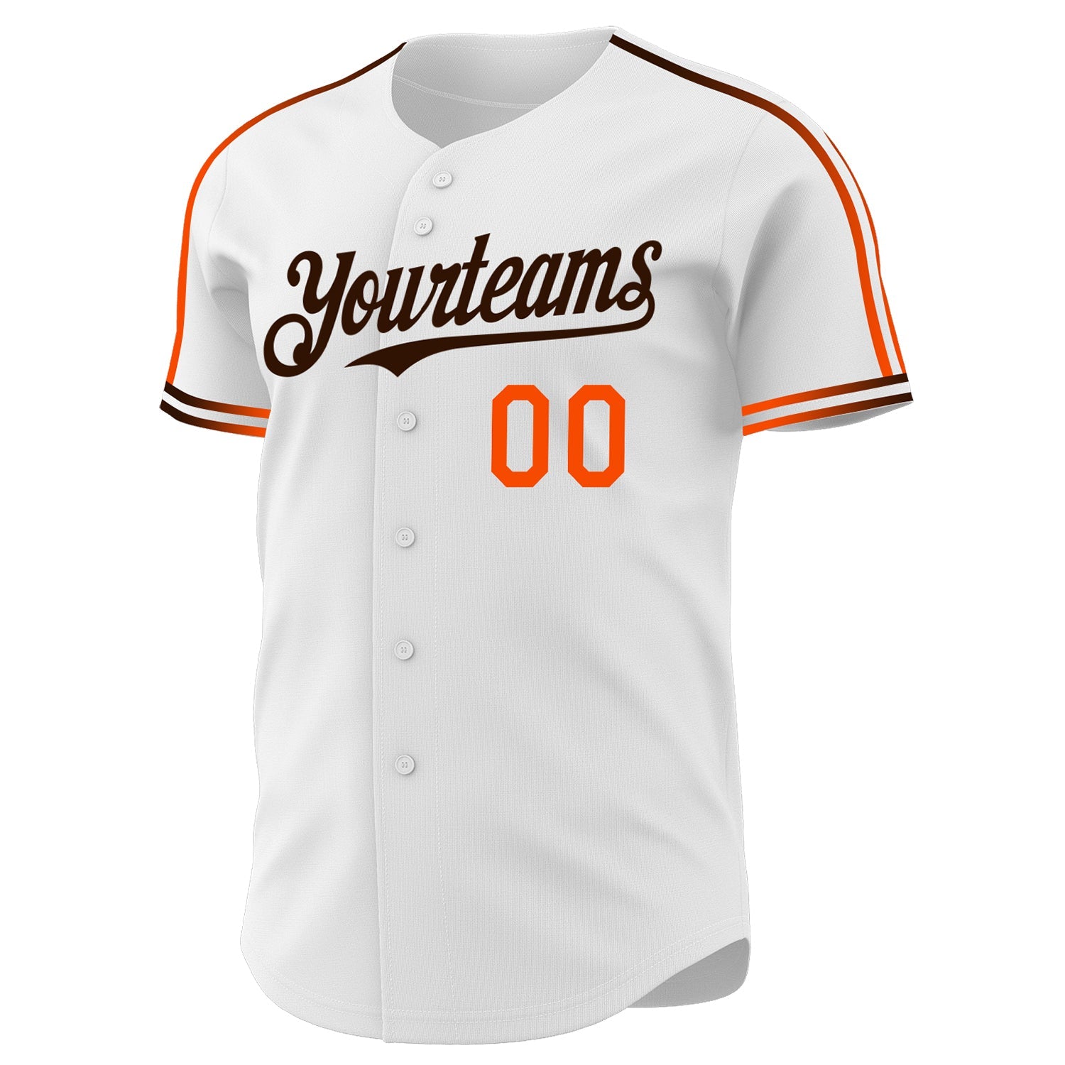 Custom White Orange-Brown Raglan Line Gradient Stripe Authentic Baseball Jersey view 3