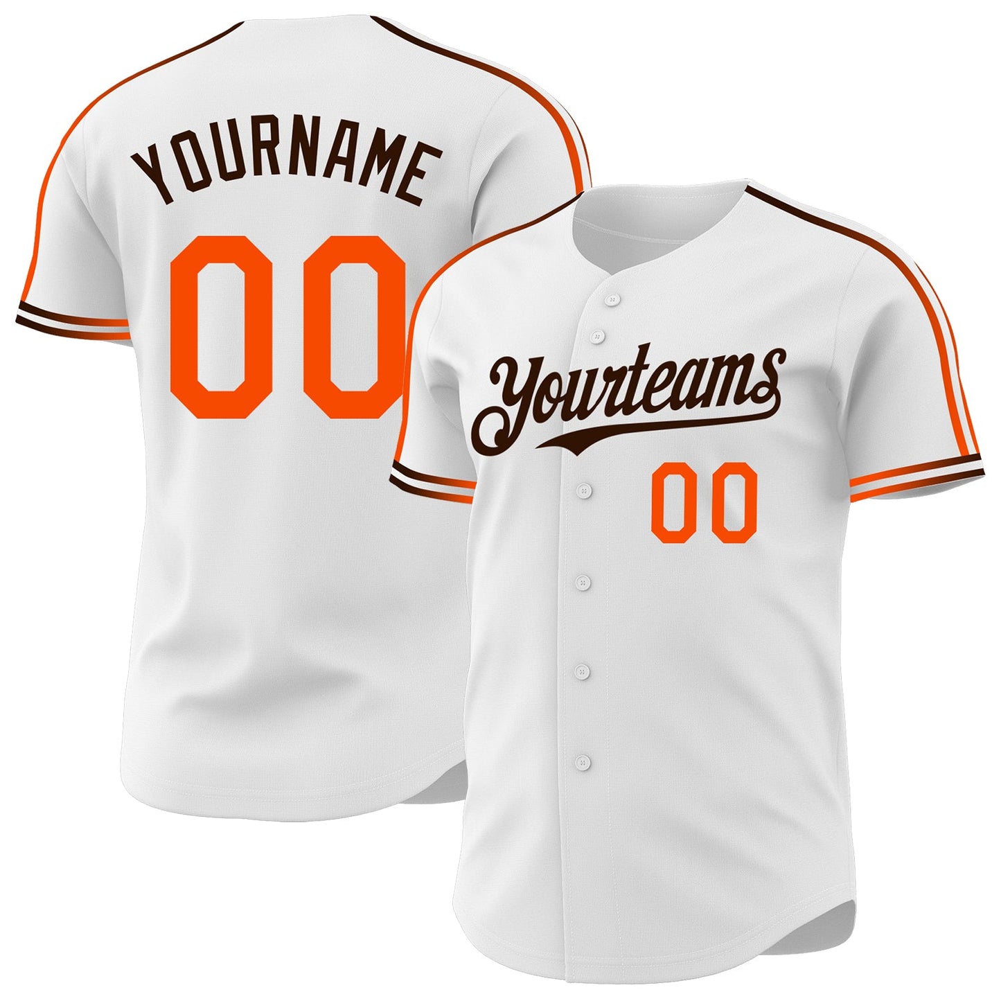 Custom White Orange-Brown Raglan Line Gradient Stripe Authentic Baseball Jersey - Main View
