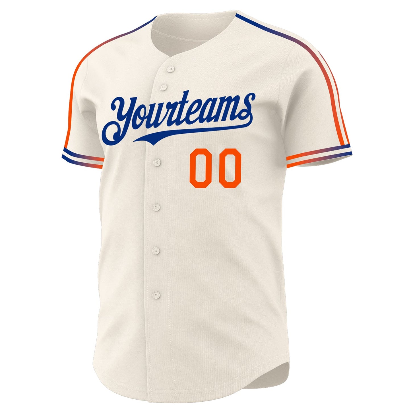 Custom Cream Orange-Royal Raglan Line Gradient Stripe Authentic Baseball Jersey view 3